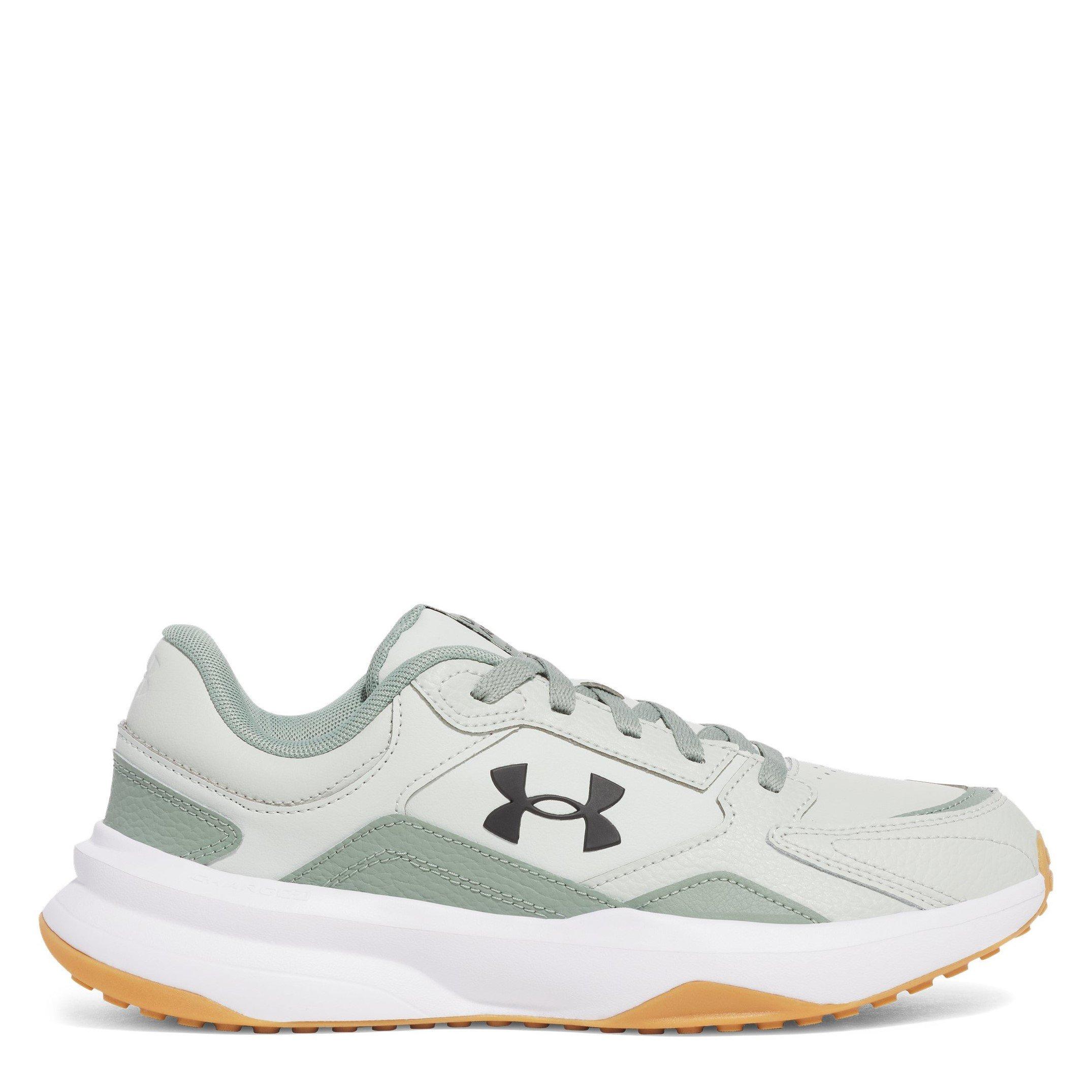 Under Armour Men's Edge Leather Low-Top Trainers - Grn/Wht/Blk - 9 (44)