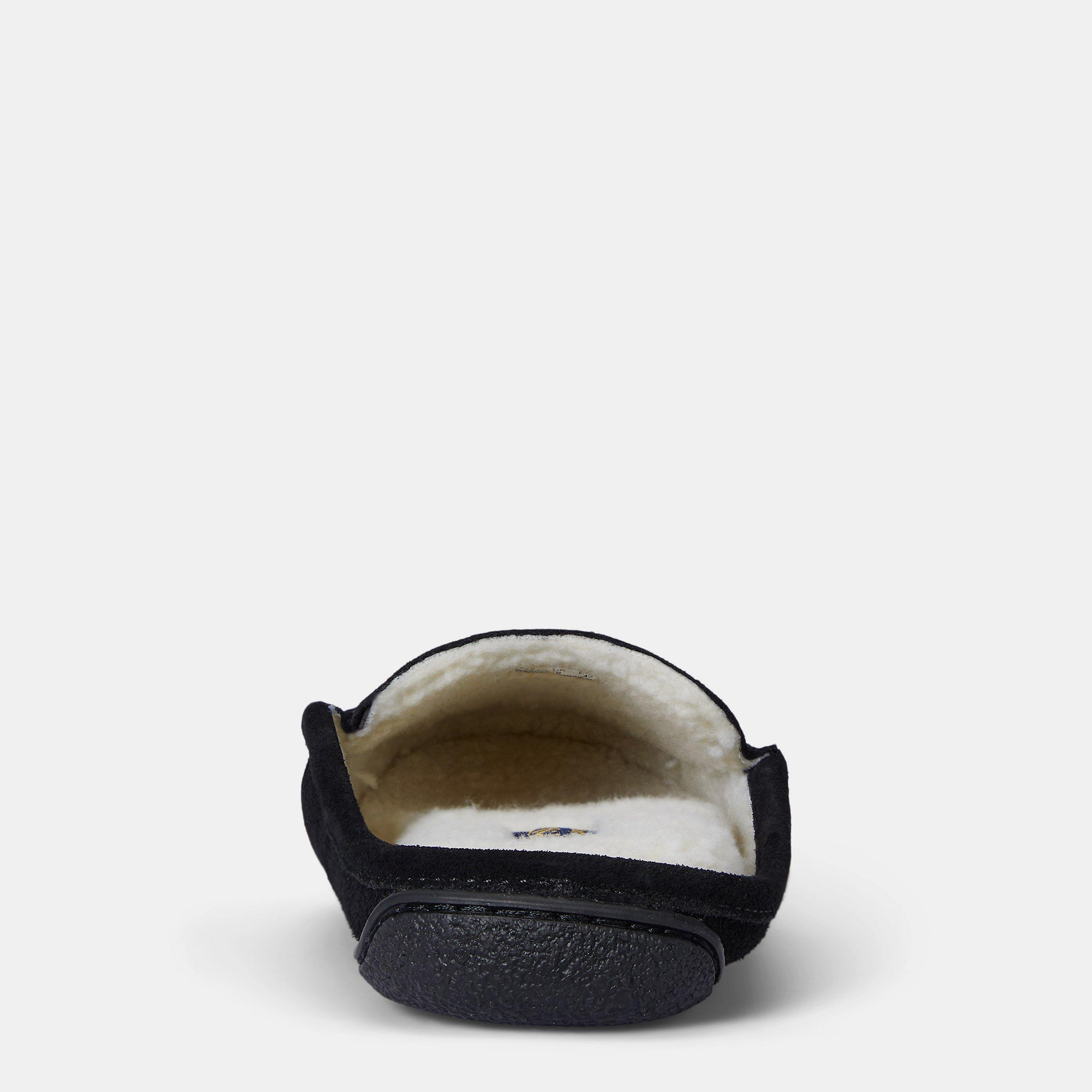 BlkSuede/Gry PP - Polo Ralph Lauren - Suede Brenan Bear Logo Slippers - 3