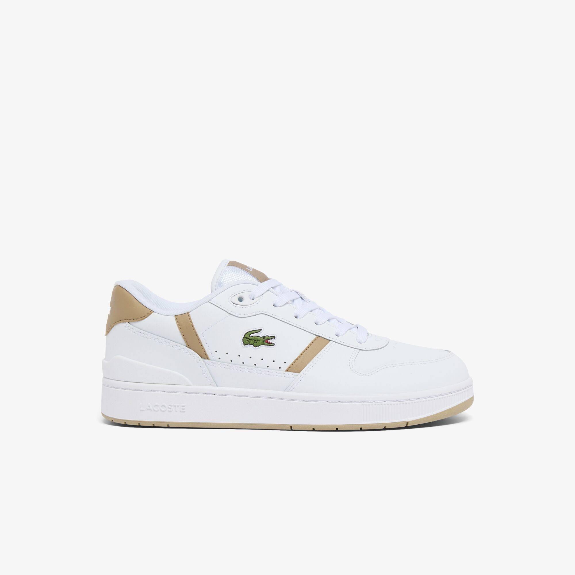 Lacoste Men's T-Clip Low-Top Trainers - Wht/Brwn - 9 (43)