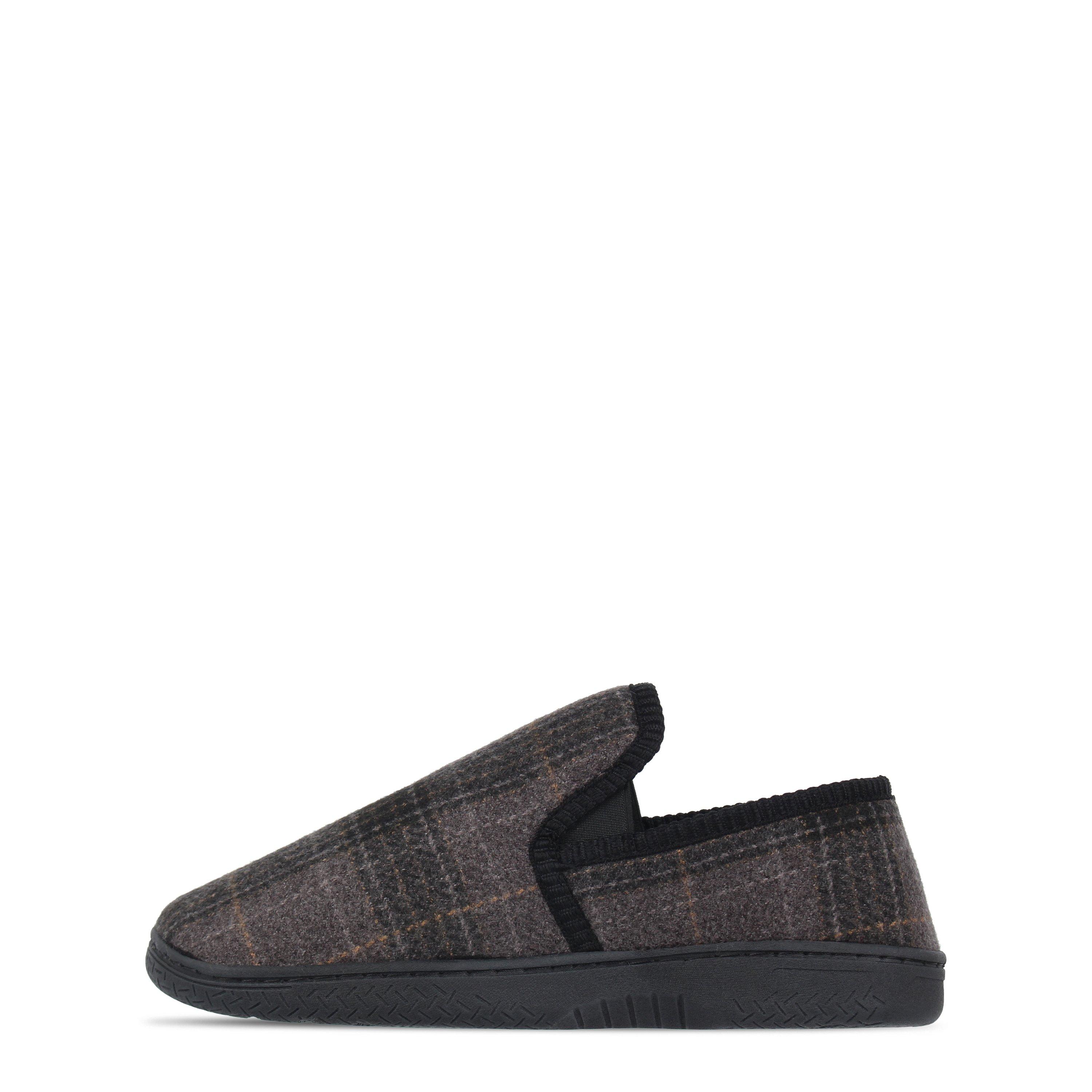 Grey - Fabric - Check Slipper Mens - 2