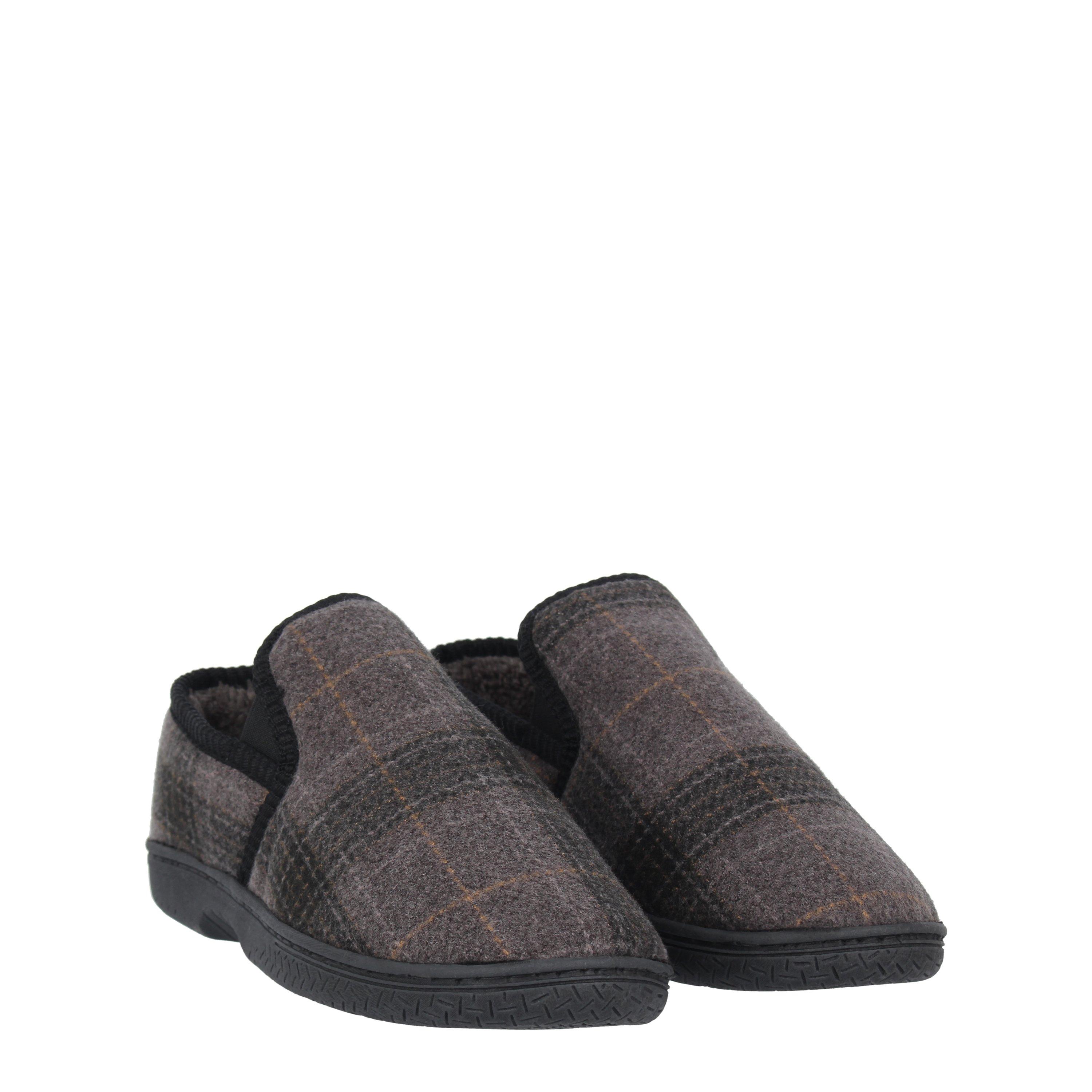 Grey - Fabric - Check Slipper Mens - 3