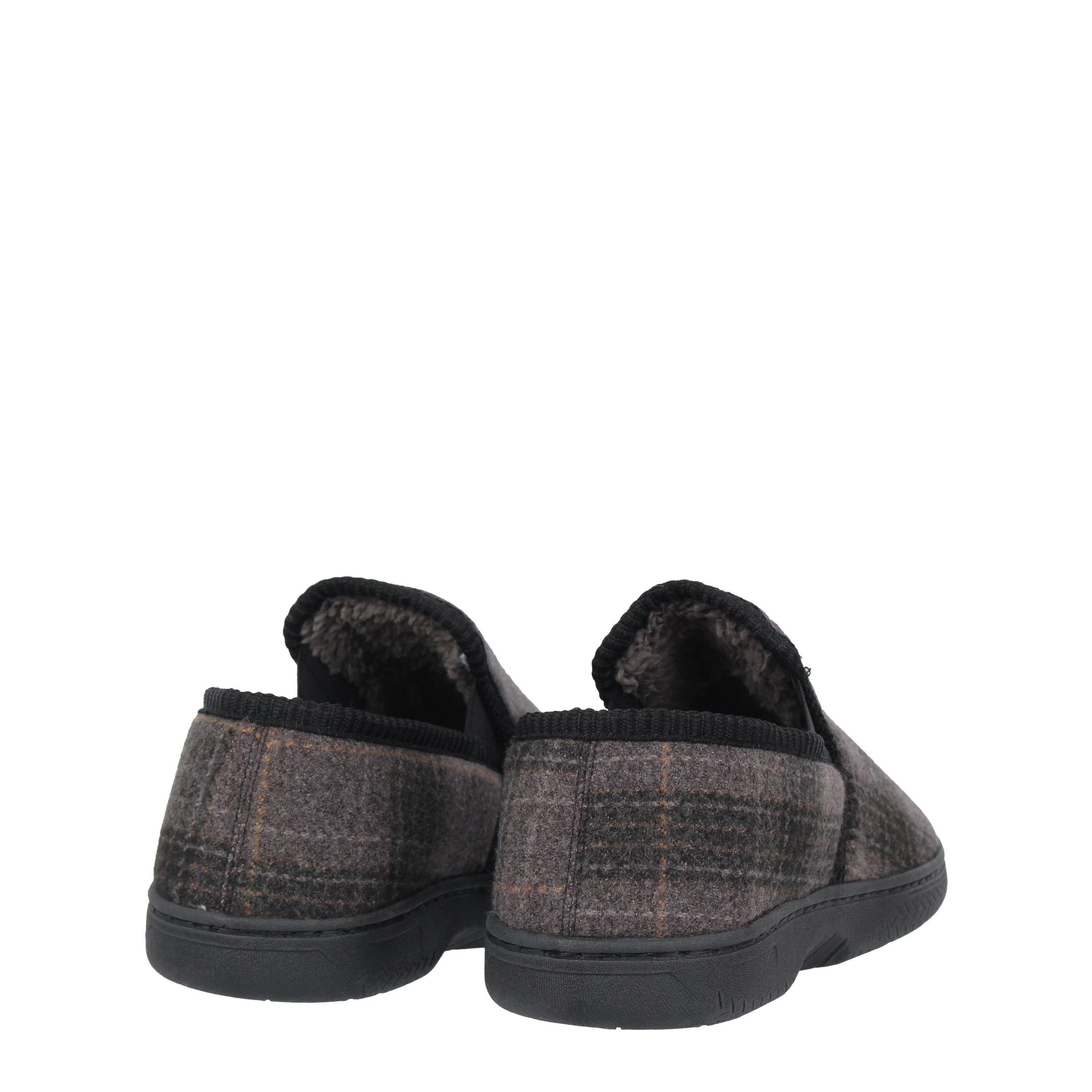 Grey - Fabric - Check Slipper Mens - 4