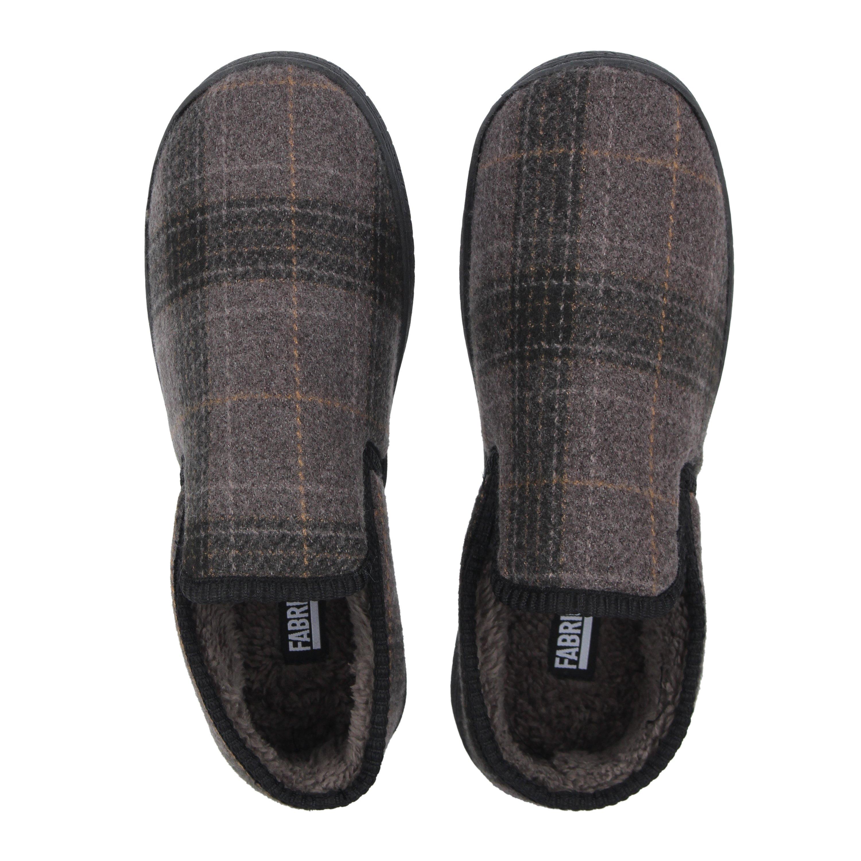 Grey - Fabric - Check Slipper Mens - 5