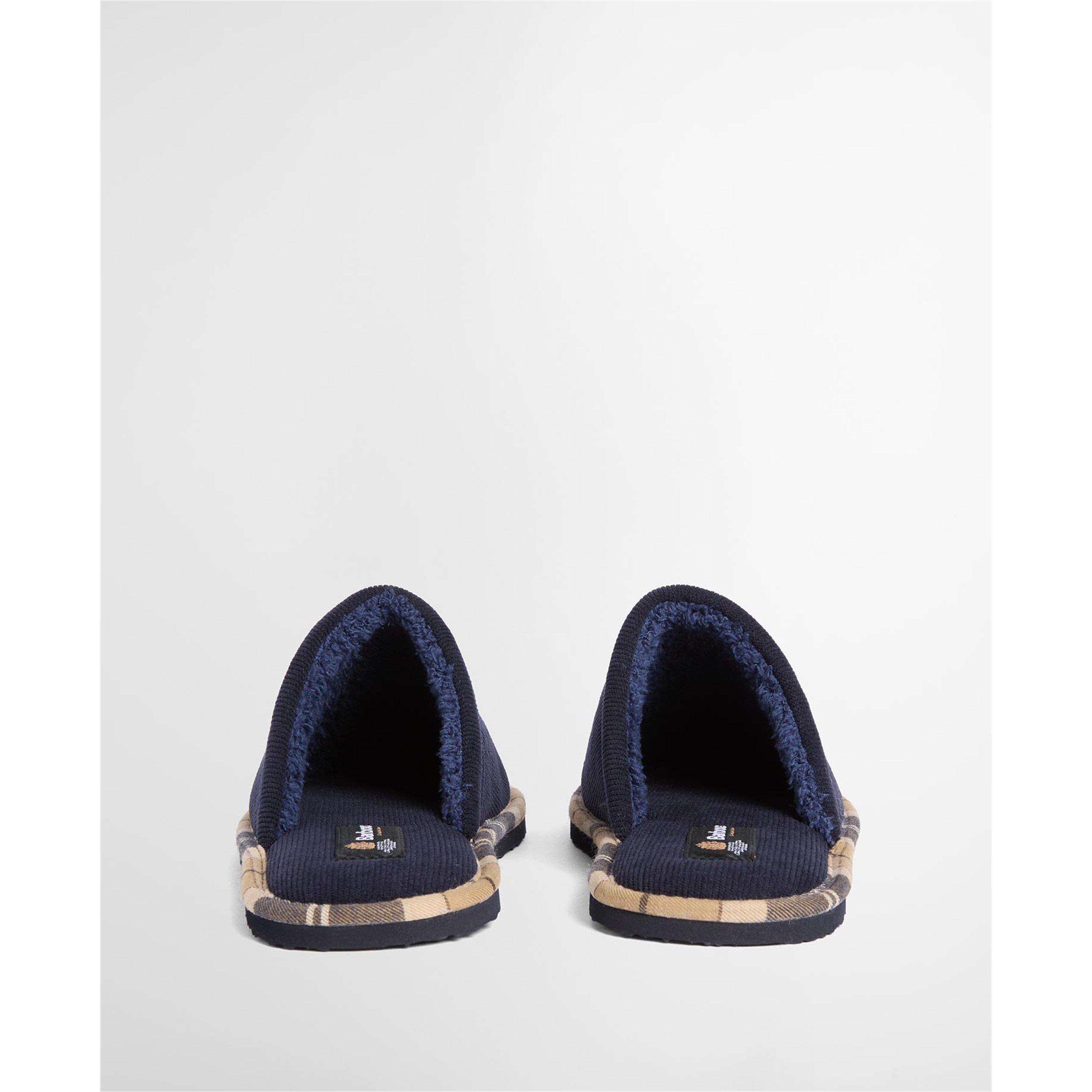 Navy - Barbour - Men's Everlee Tartan Mule Slippers - 4