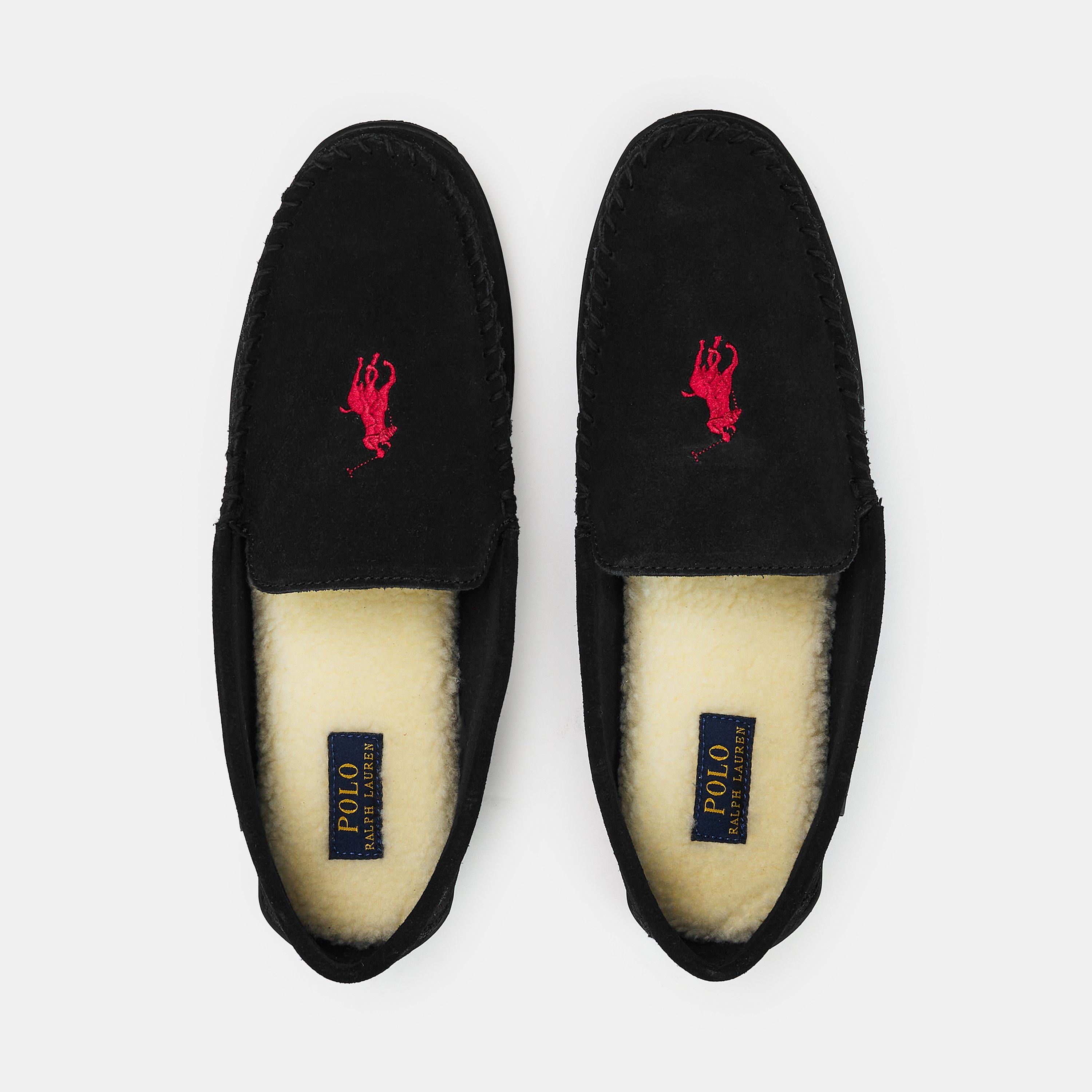 Black/Wine PP - Polo Ralph Lauren - Men's Brenan Moccasin Slippers - 5