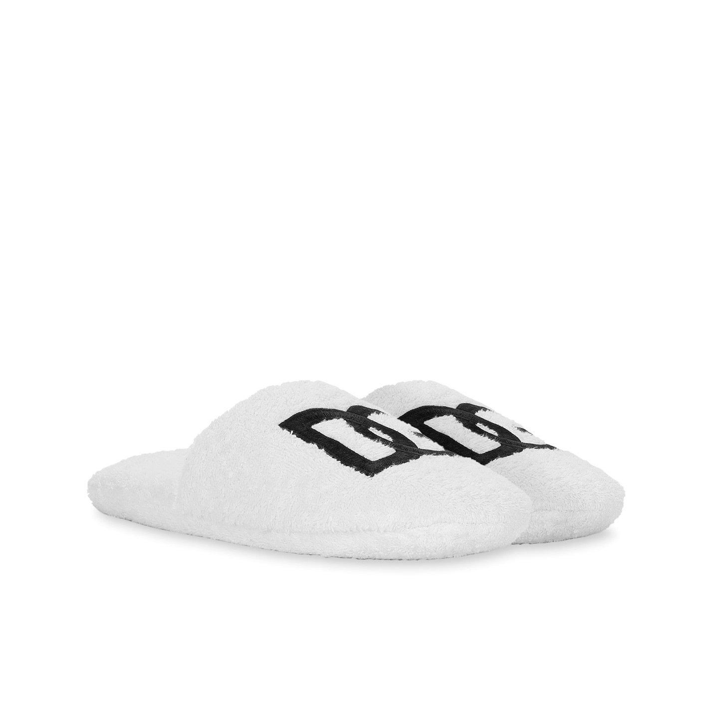 White/ Black - Dolce and Gabbana Casa - Embroidered Terry Cotton Slippers - 2