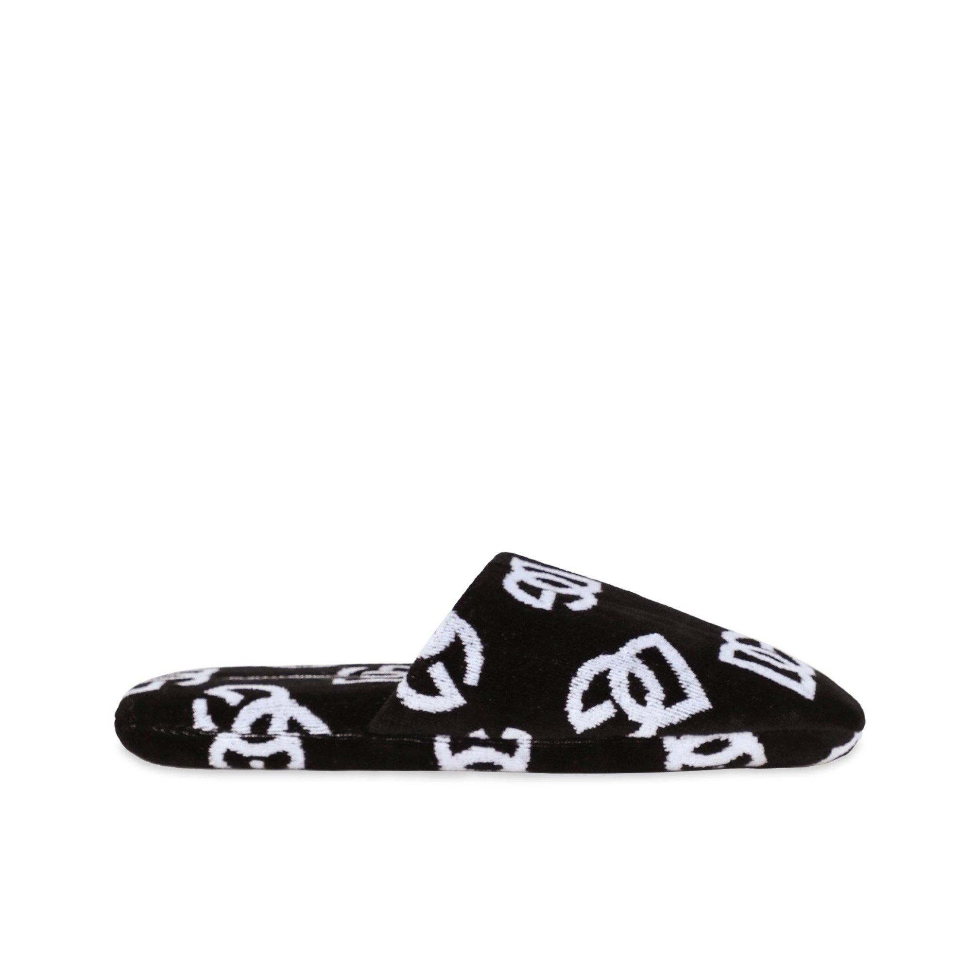 Dolce And Gabbana Casa  Dolce&Gabbana Jacquard Cotton Terry Slippers - Black/ White - XL (44/46)