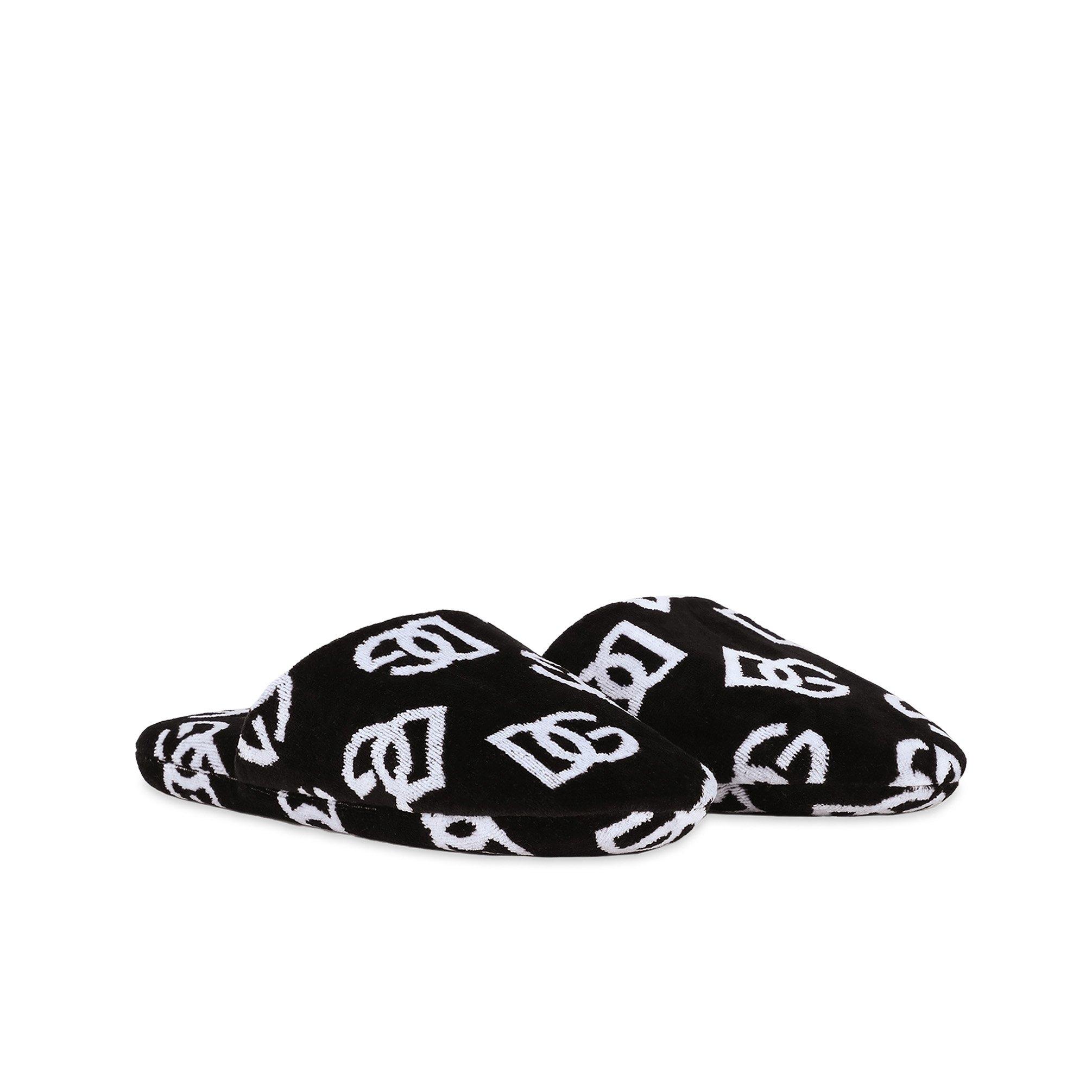 Black/ White - Dolce and Gabbana Casa - Jacquard Cotton Terry Slippers - 2