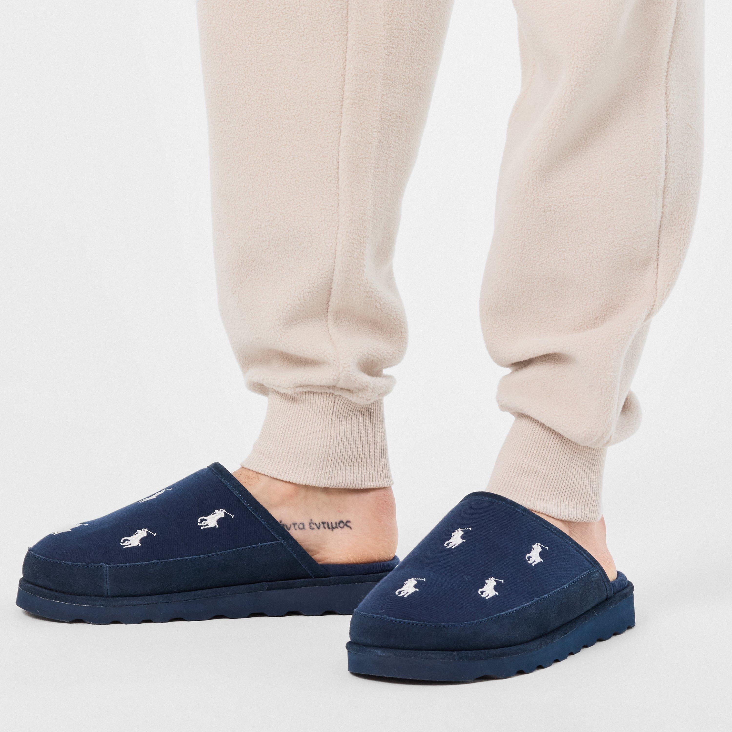 Navy/White PP - Polo Ralph Lauren - Men's All Over Print Mule Slippers - 3