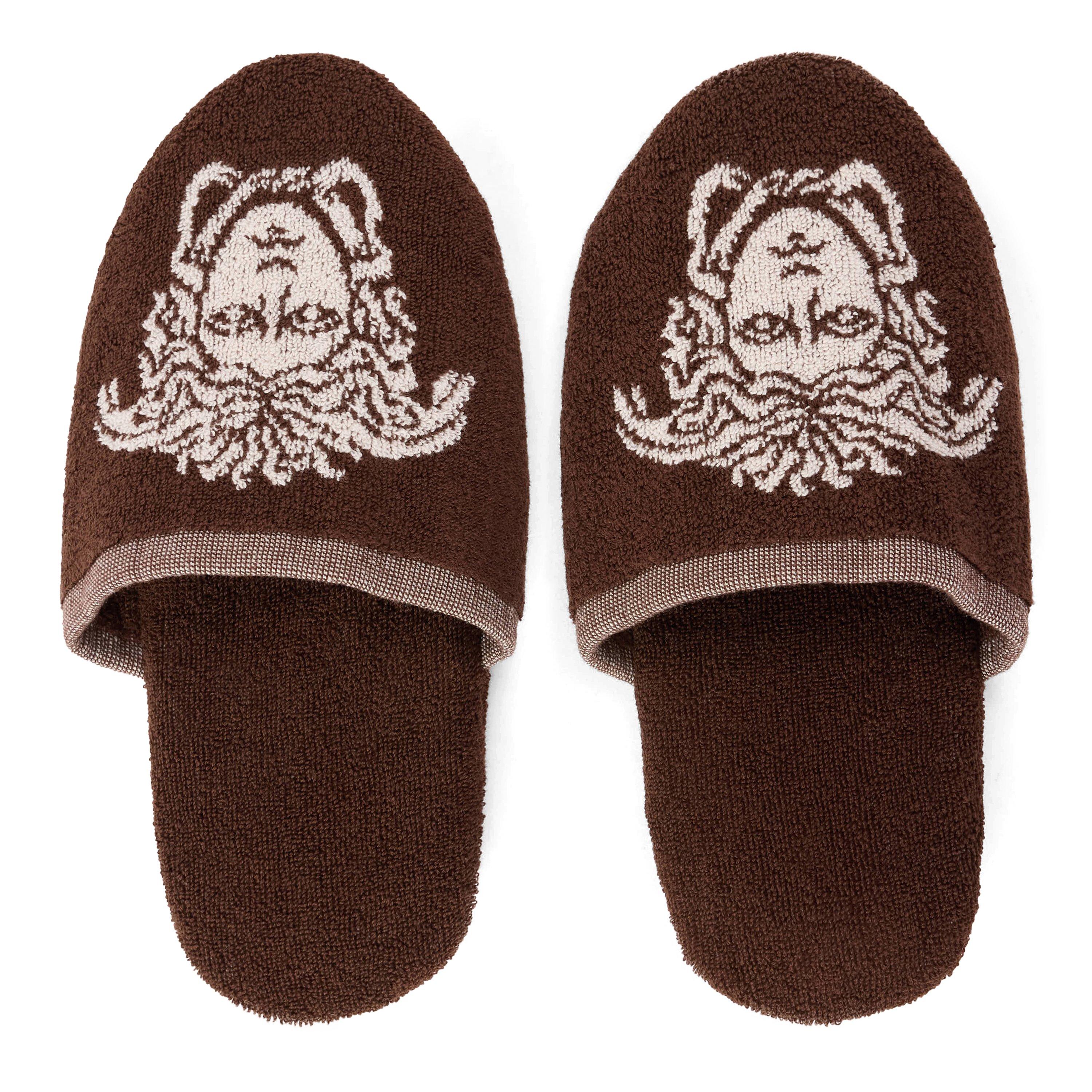 Brown - Versace Home - Cotton-Terry Jacquard Slippers - 4
