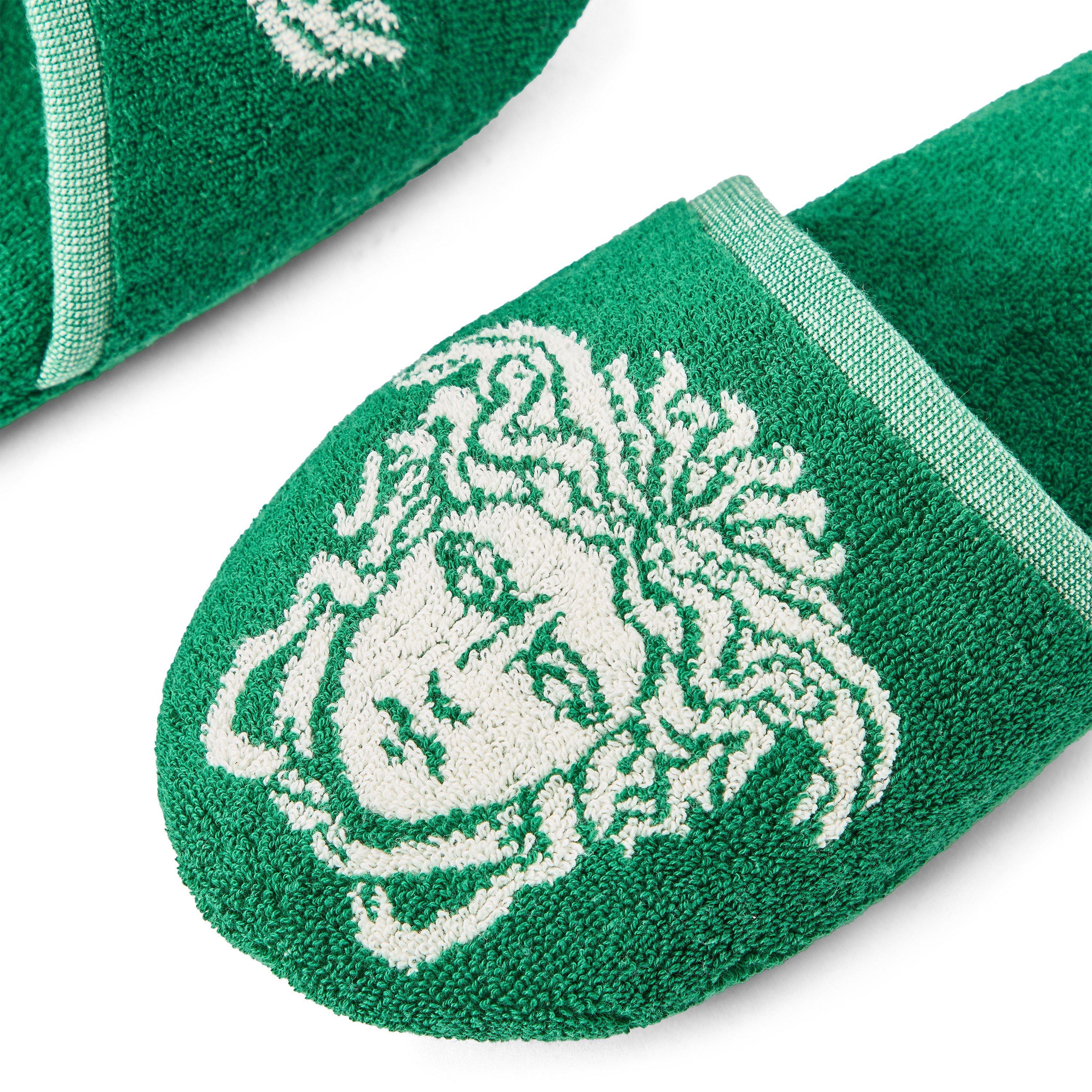 Green - Versace Home - Cotton-Terry Jacquard Slippers - 3