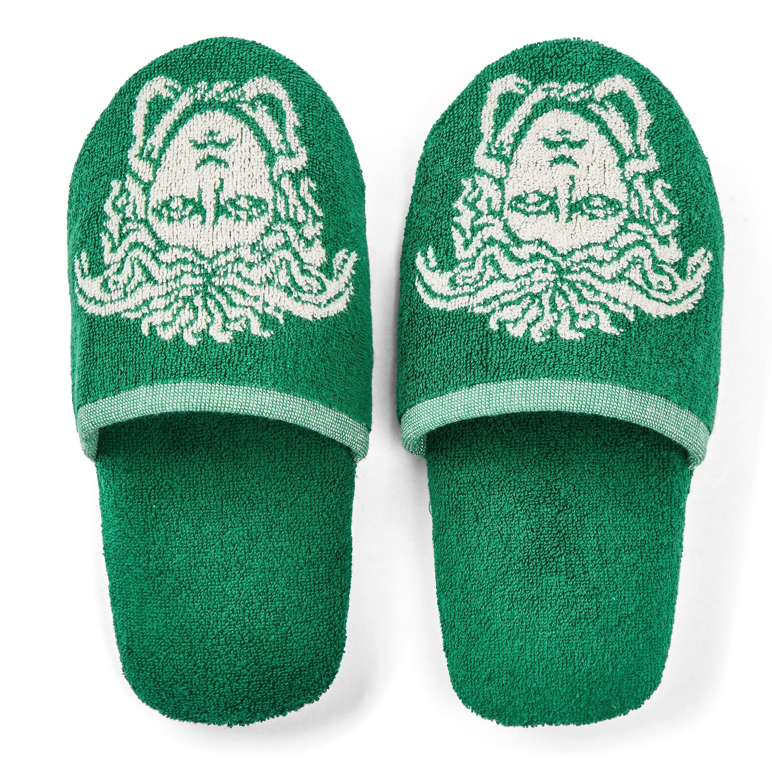 Green - Versace Home - Cotton-Terry Jacquard Slippers - 4