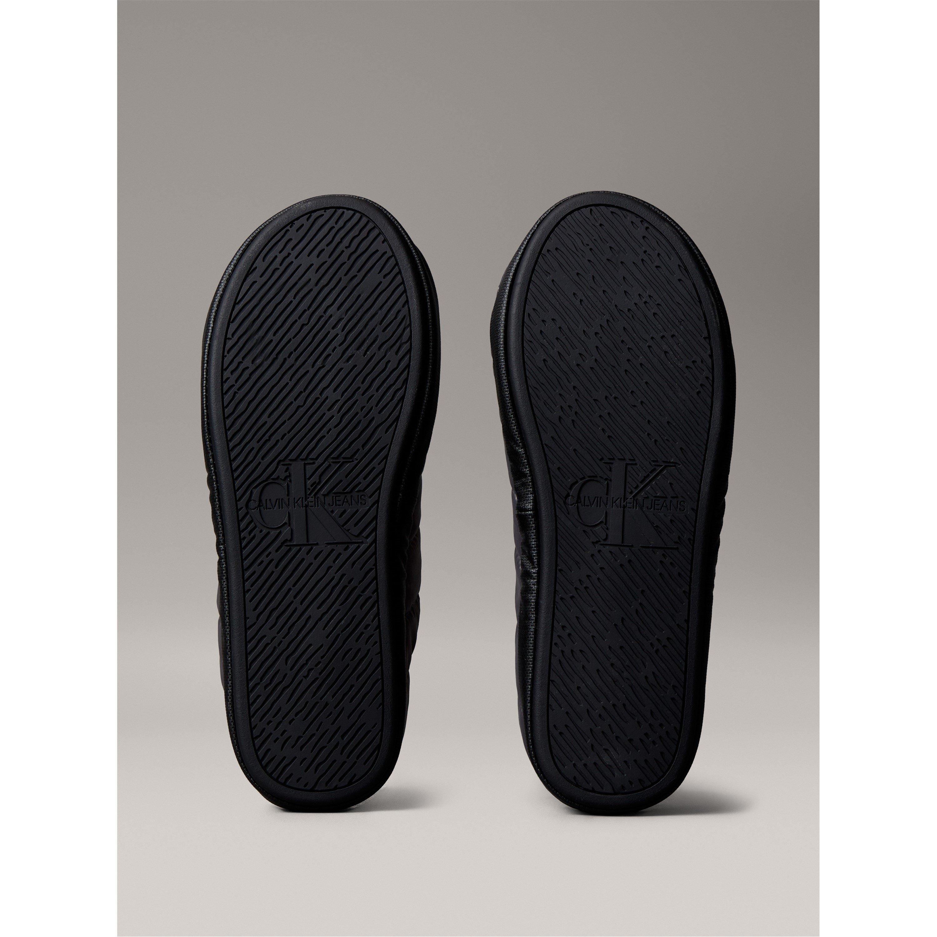 Granite Gry/Blk - Calvin Klein - Men's Puffer Moccasin Slippers - 6