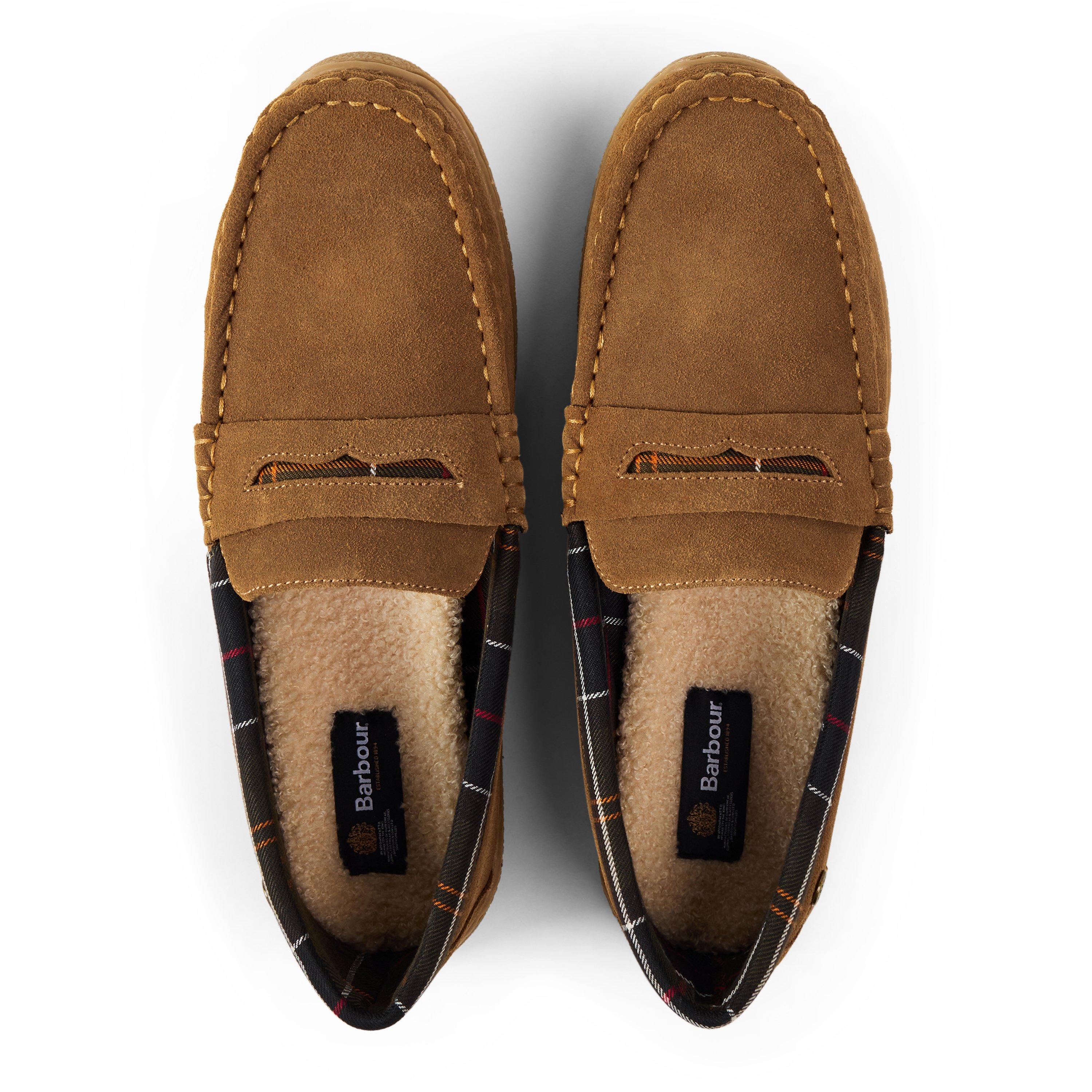Camel Suede - Barbour - Men's Albert Slip Suede Moccasin Slippers - 4