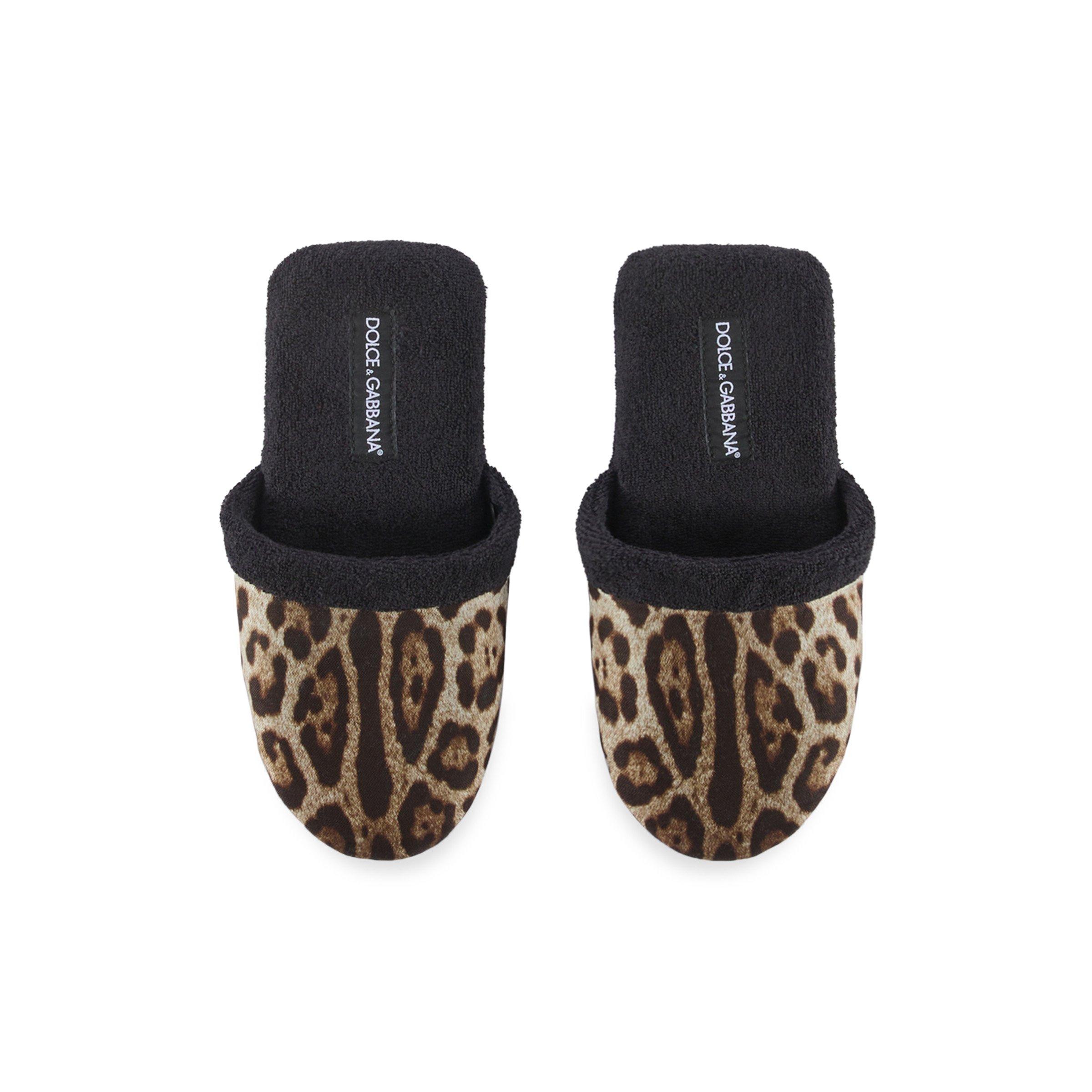 Black - Dolce and Gabbana Casa - Leopard Slippers - Black - 4