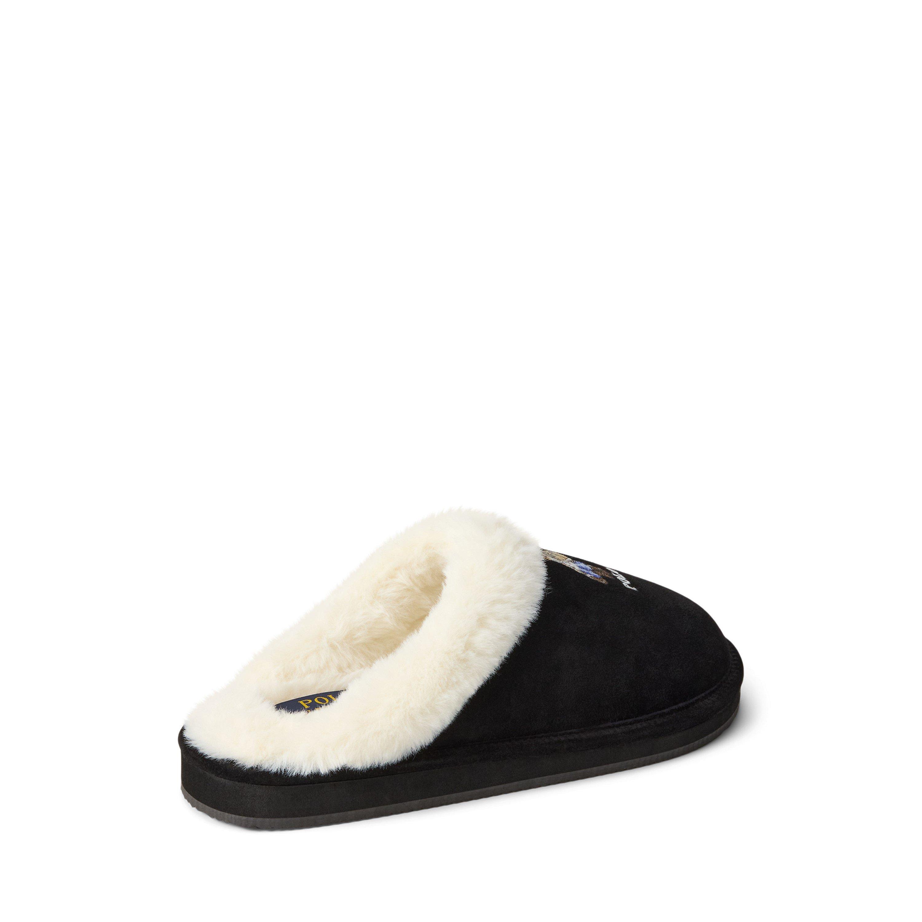 Black Suede - Polo Ralph Lauren - Women's Kayleigh Scuff Bear Suede Mule Slippers - 2