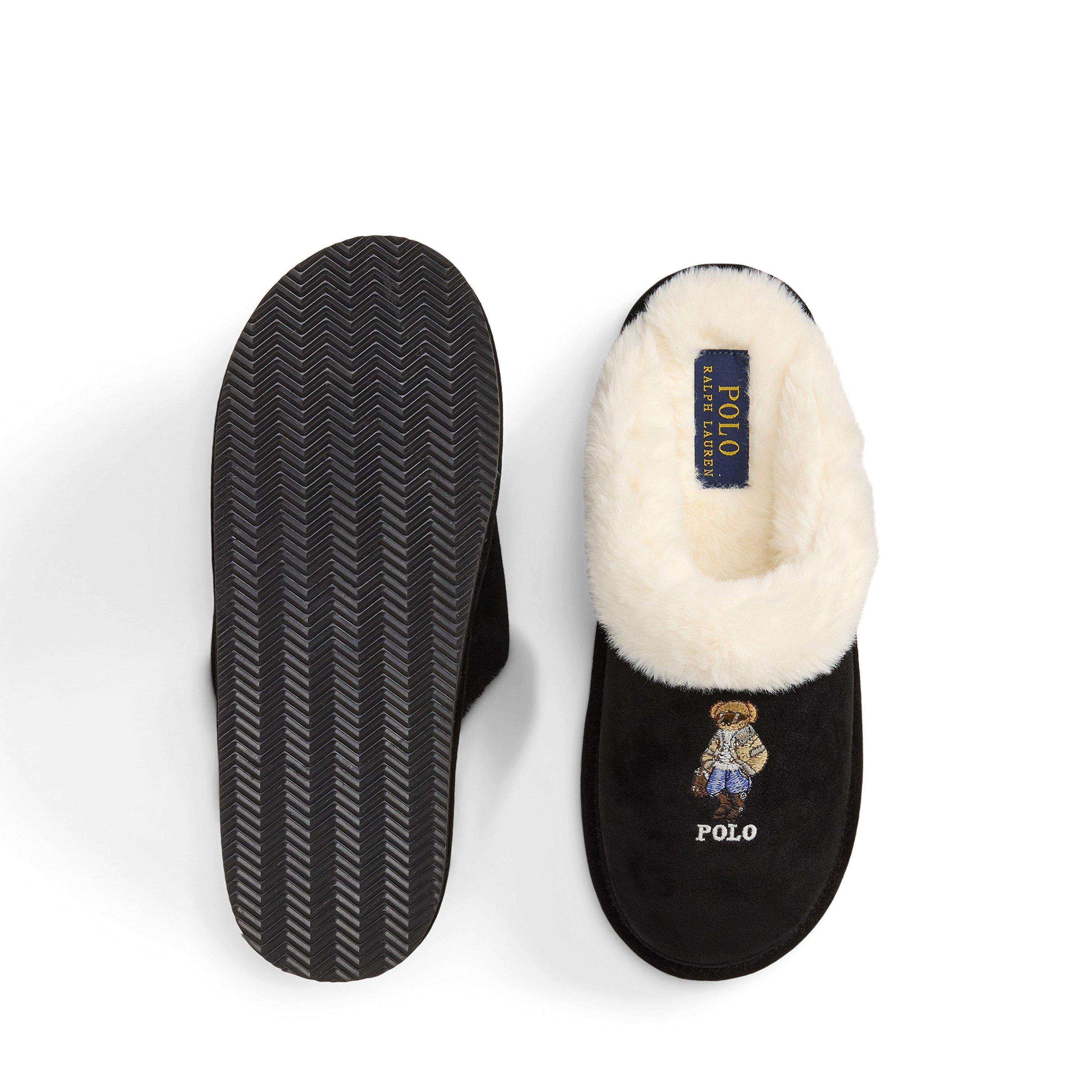 Black Suede - Polo Ralph Lauren - Women's Kayleigh Scuff Bear Suede Mule Slippers - 3
