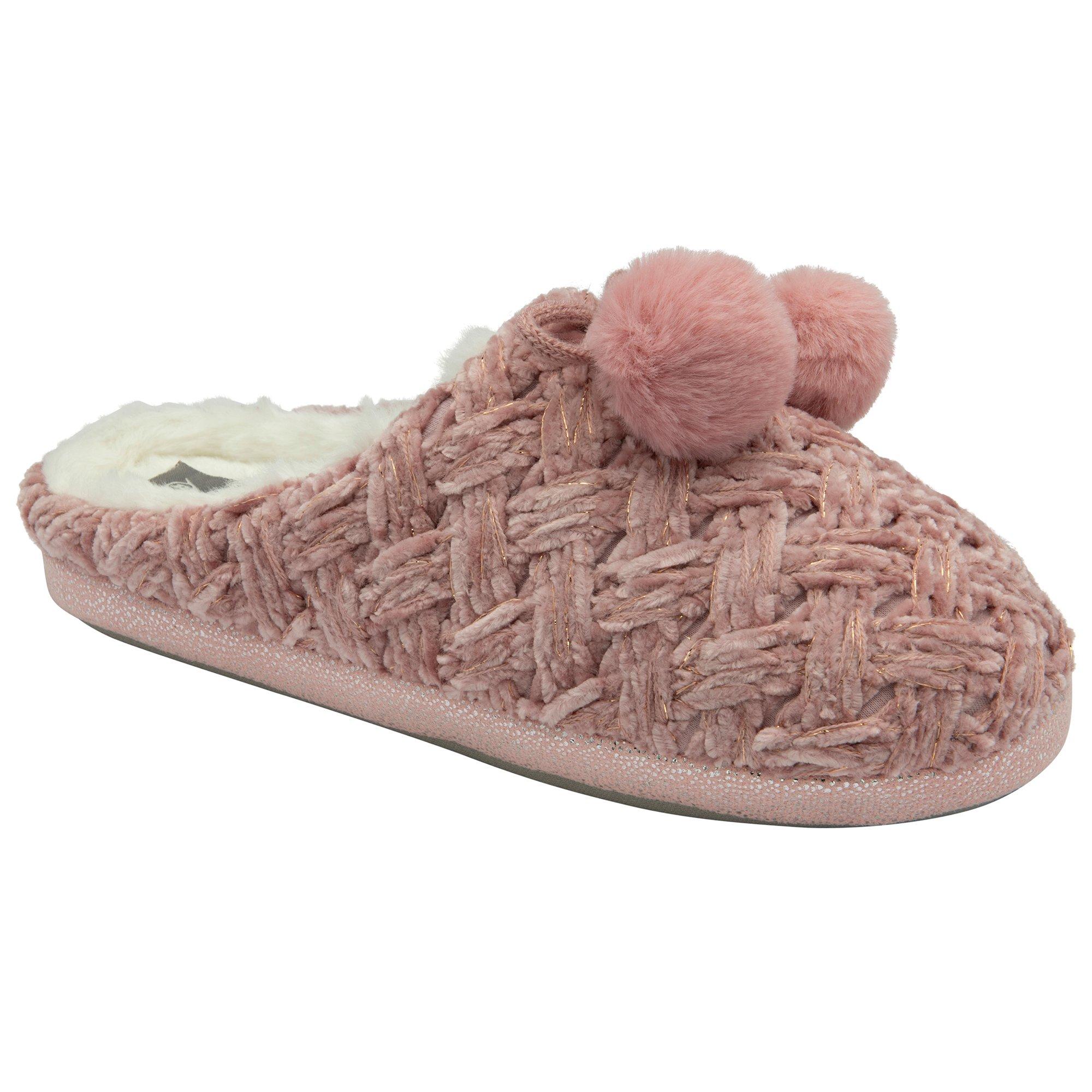 Pink - Dunlop - Womens Knitted Mule Slippers - 1