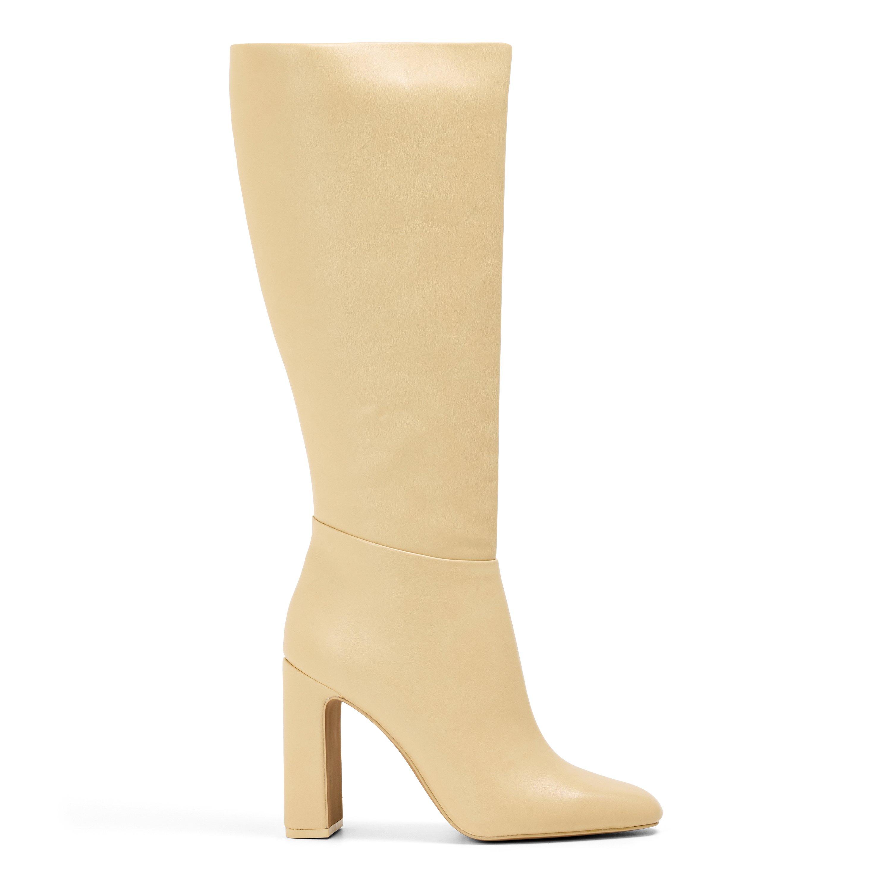 Coconut Milk - Steve Madden - Women's Ally Knee High Heeled Boot Slippers - 1