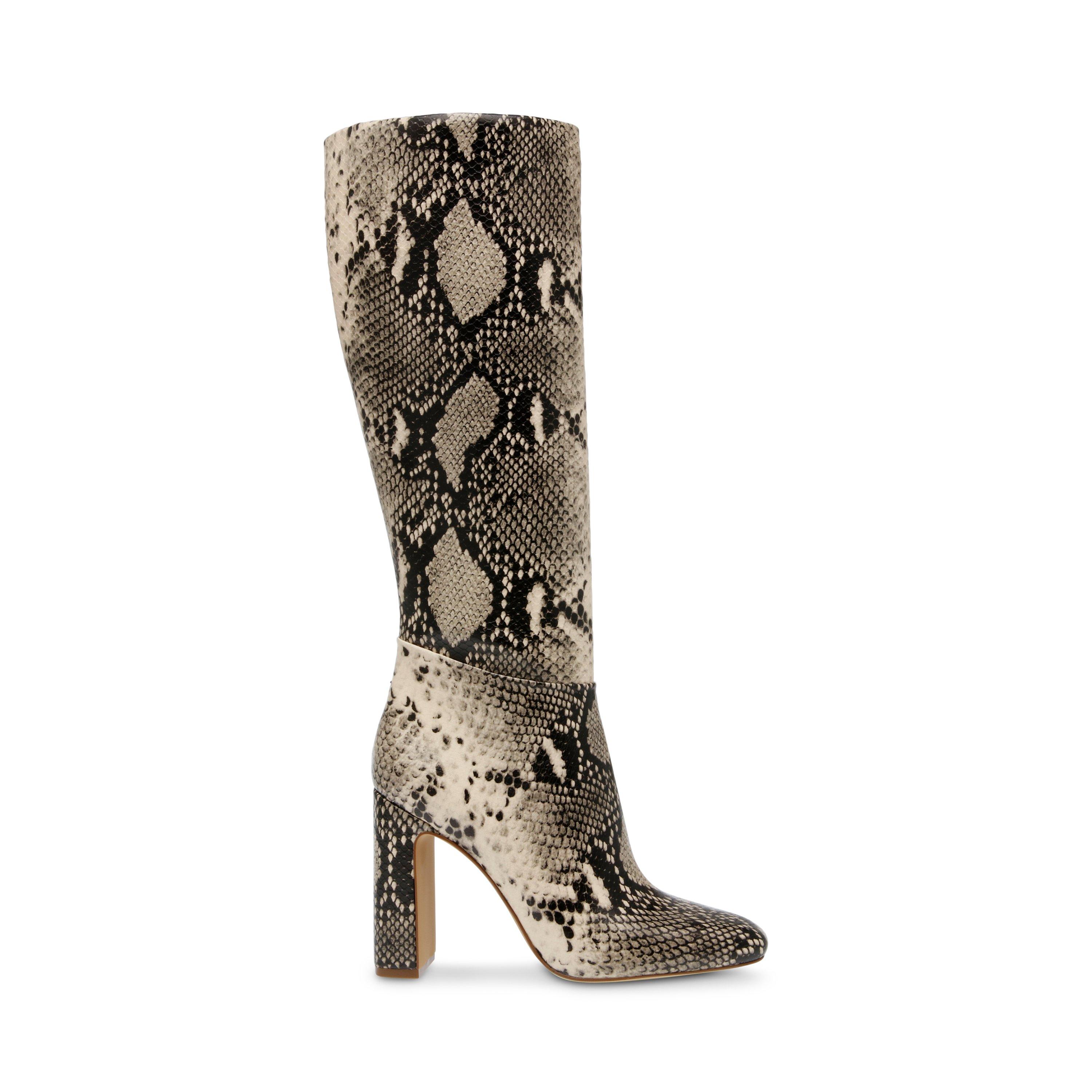Lt. Beige Snake - Steve Madden - Women's Ally Knee High Heeled Boot Slippers - 1