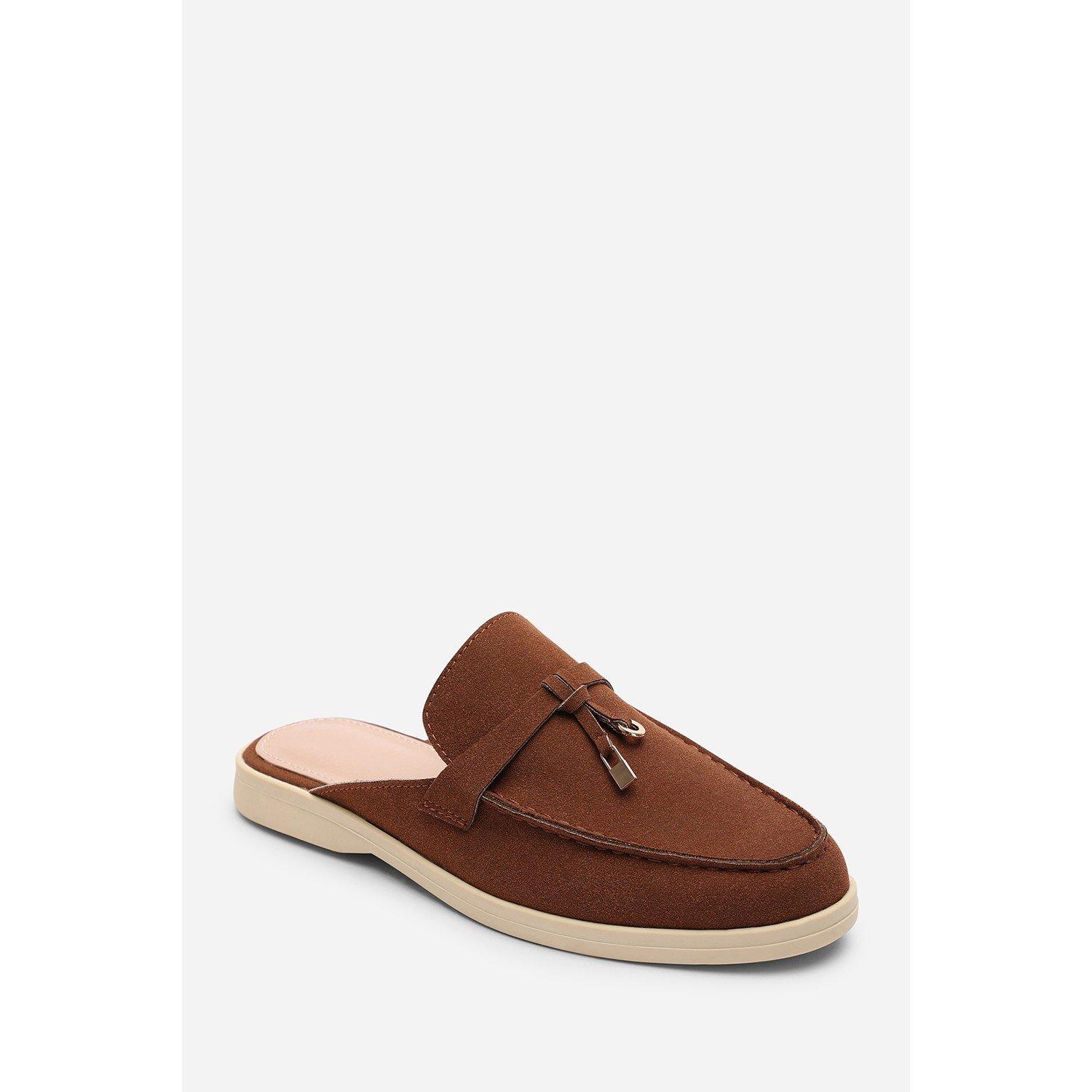 Brown Nubuck - Wheres That From - Where’s Flat Slip On Loafer With Tassel Detail - 3
