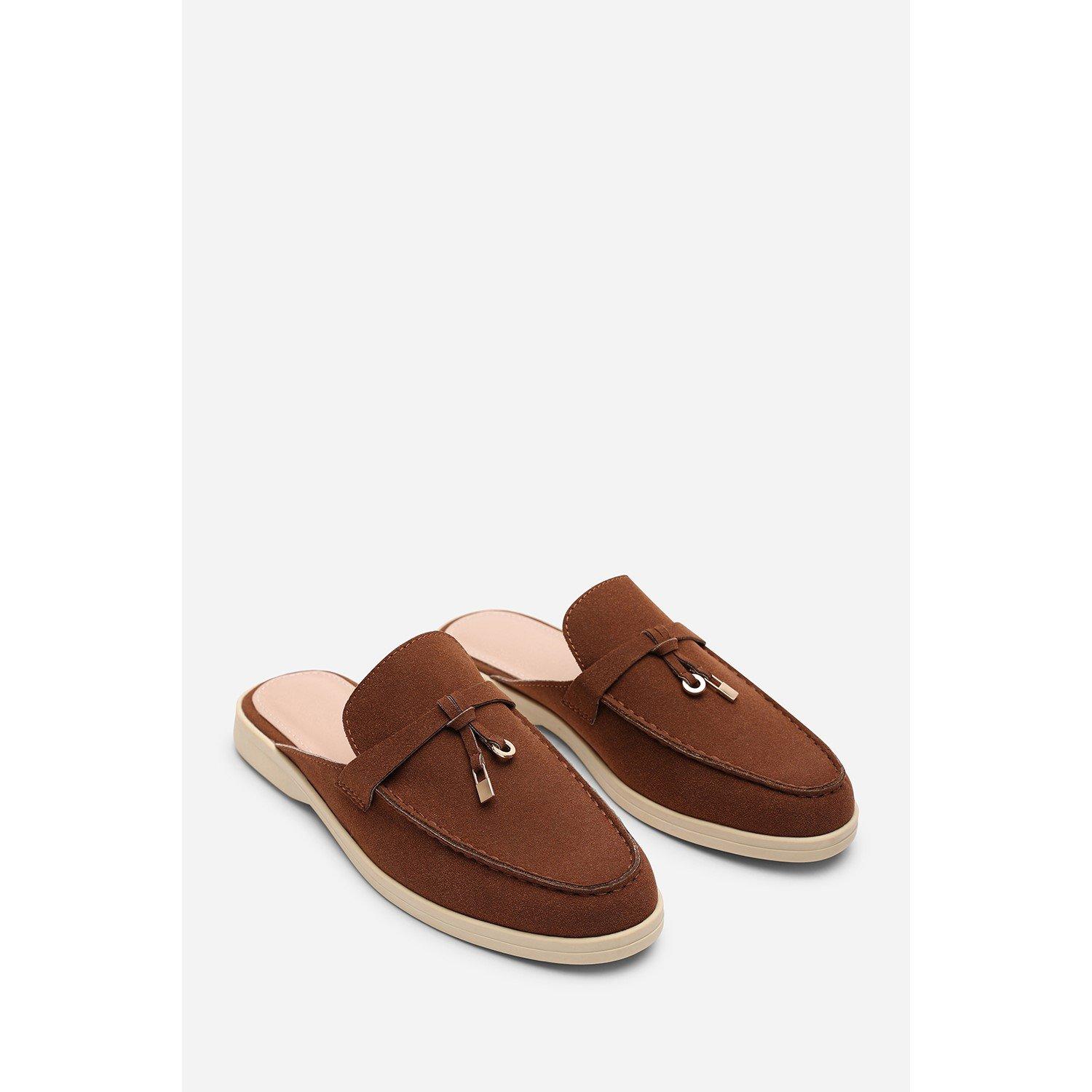 Brown Nubuck - Wheres That From - Where’s Flat Slip On Loafer With Tassel Detail - 4