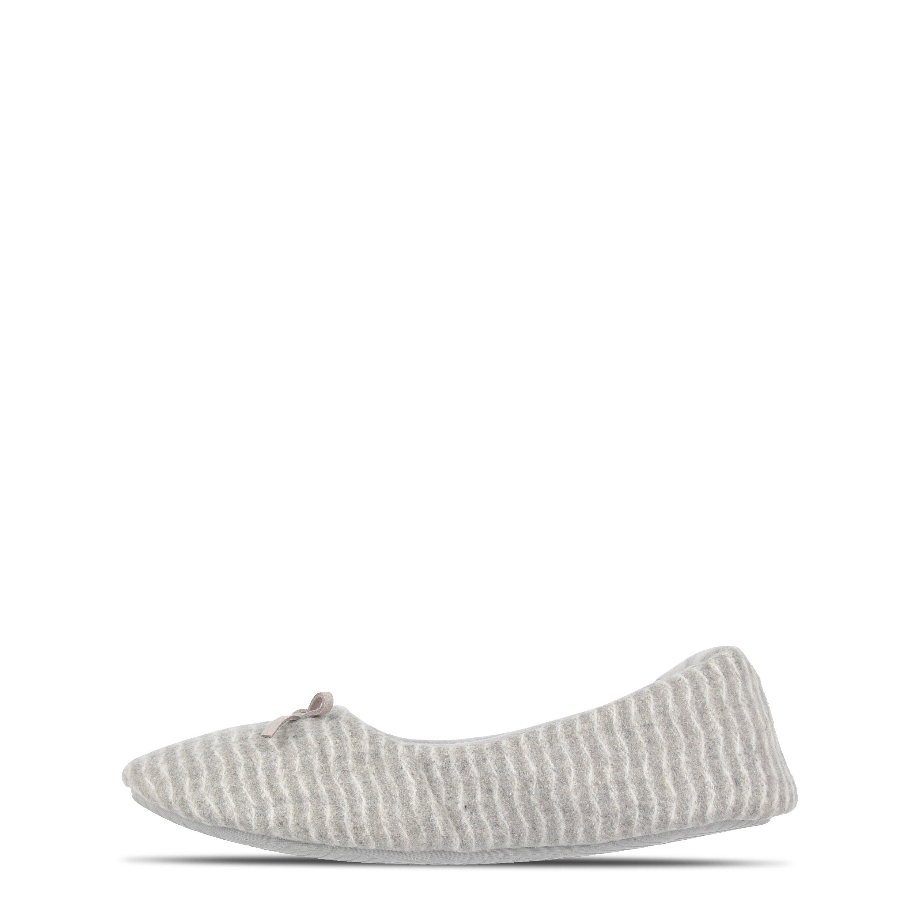 Grau - Fabric - Bow Slippers Womens - 2