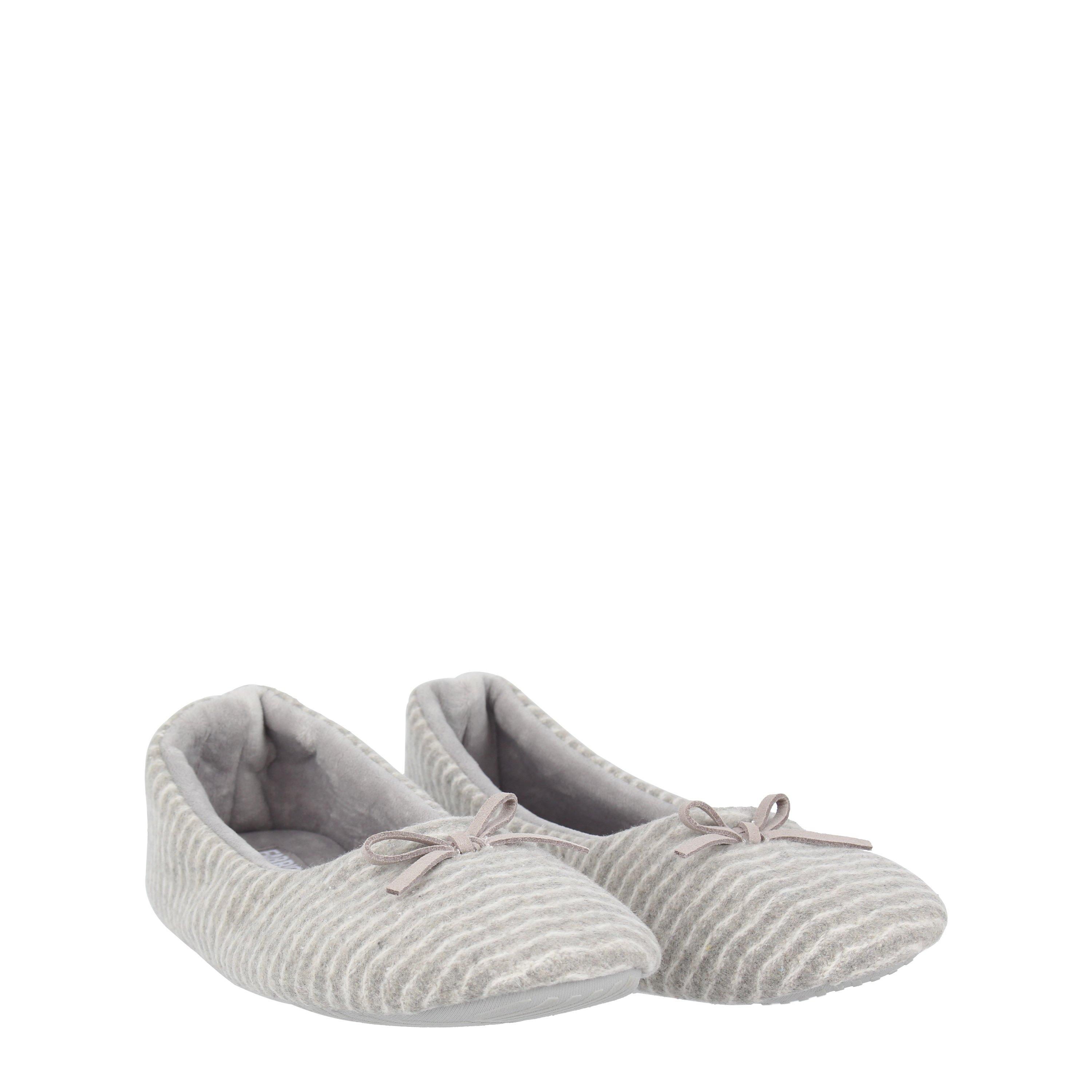 Grau - Fabric - Bow Slippers Womens - 3