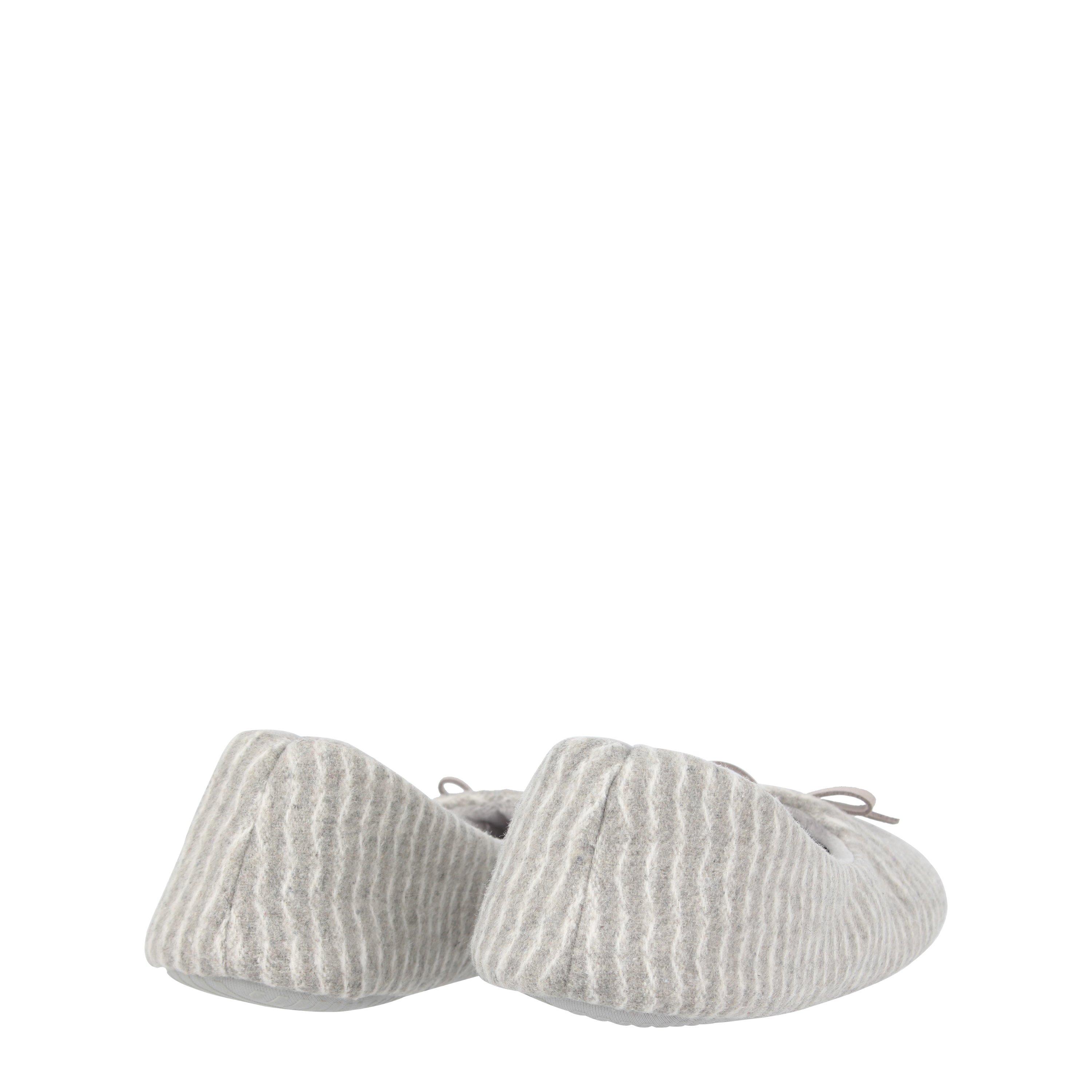 Grau - Fabric - Bow Slippers Womens - 4