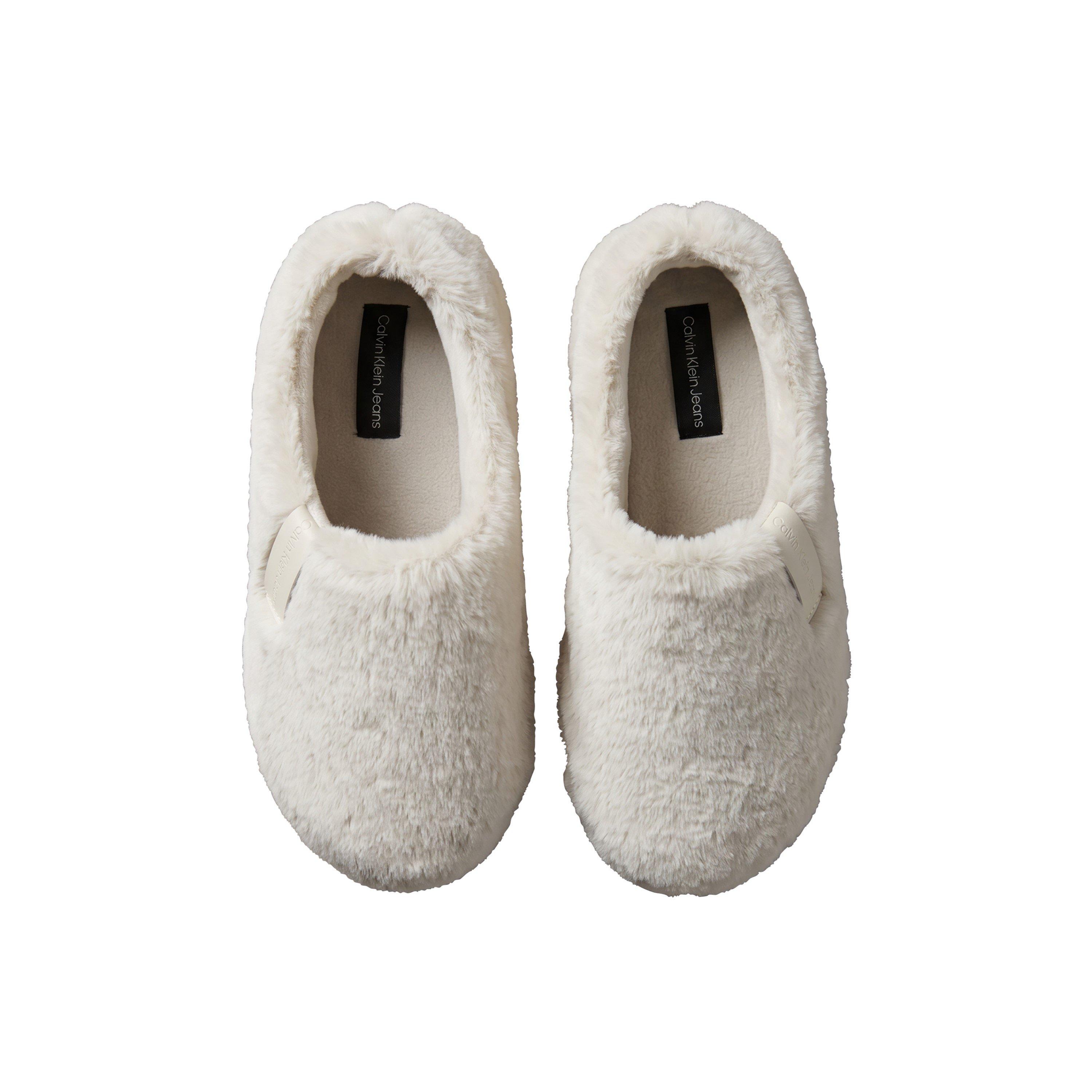 Triple Eggshell - Calvin Klein - Women's Faux Fur Ankle Full-Fit Slippers - 2