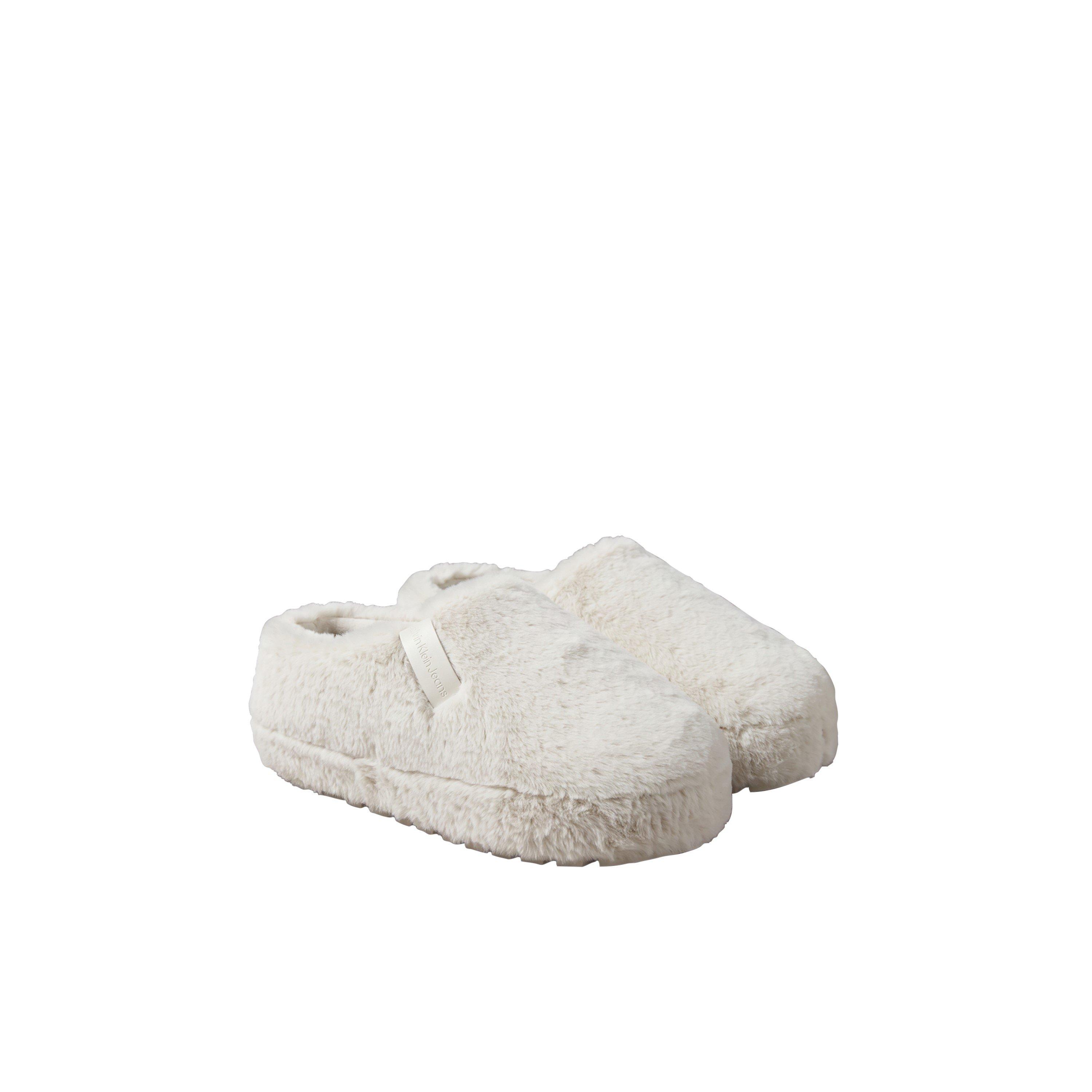 Triple Eggshell - Calvin Klein - Women's Faux Fur Ankle Full-Fit Slippers - 3