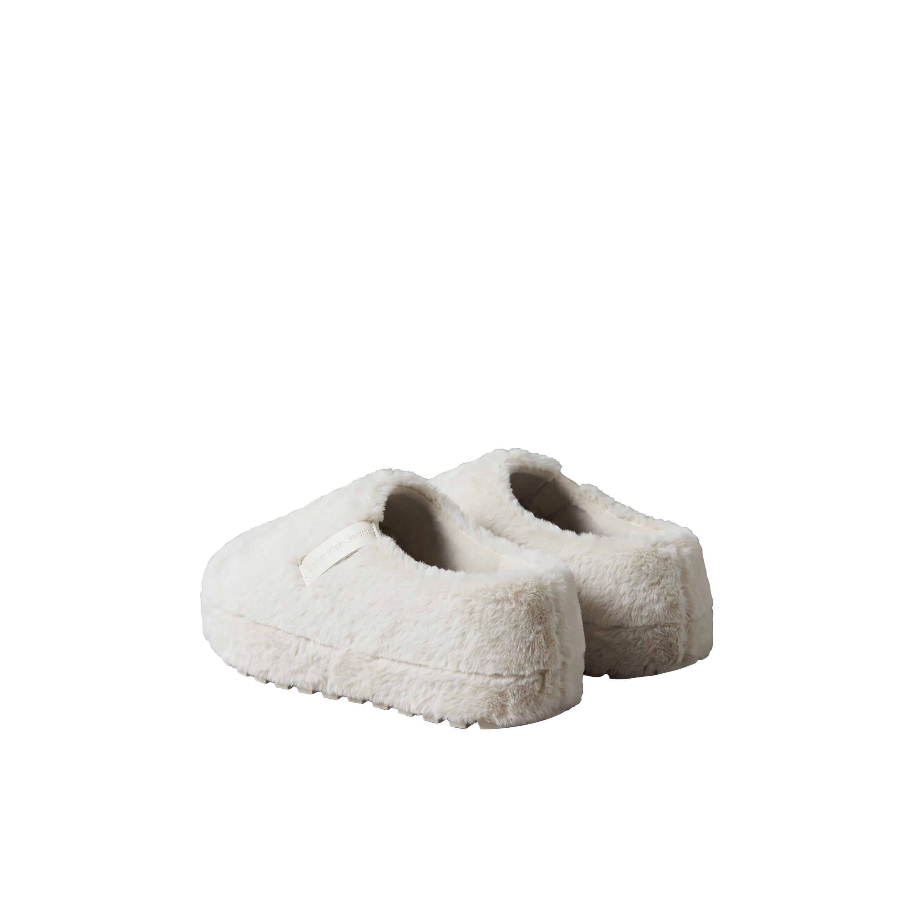 Triple Eggshell - Calvin Klein - Women's Faux Fur Ankle Full-Fit Slippers - 4