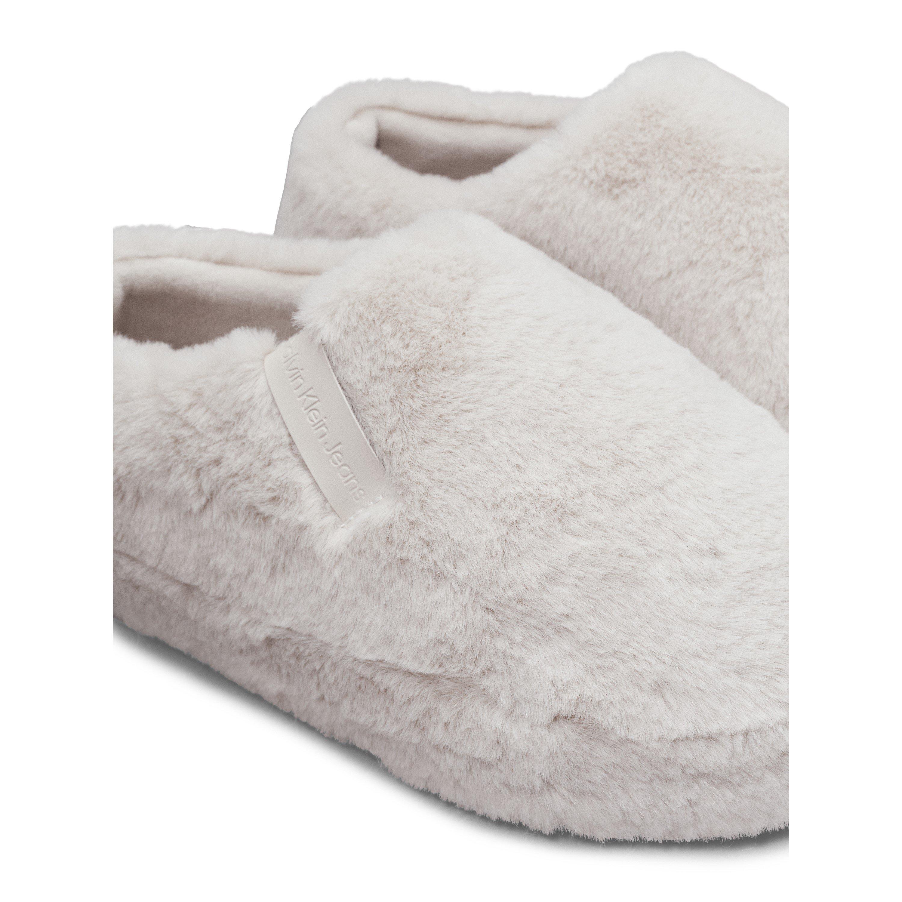 Triple Eggshell - Calvin Klein - Women's Faux Fur Ankle Full-Fit Slippers - 5