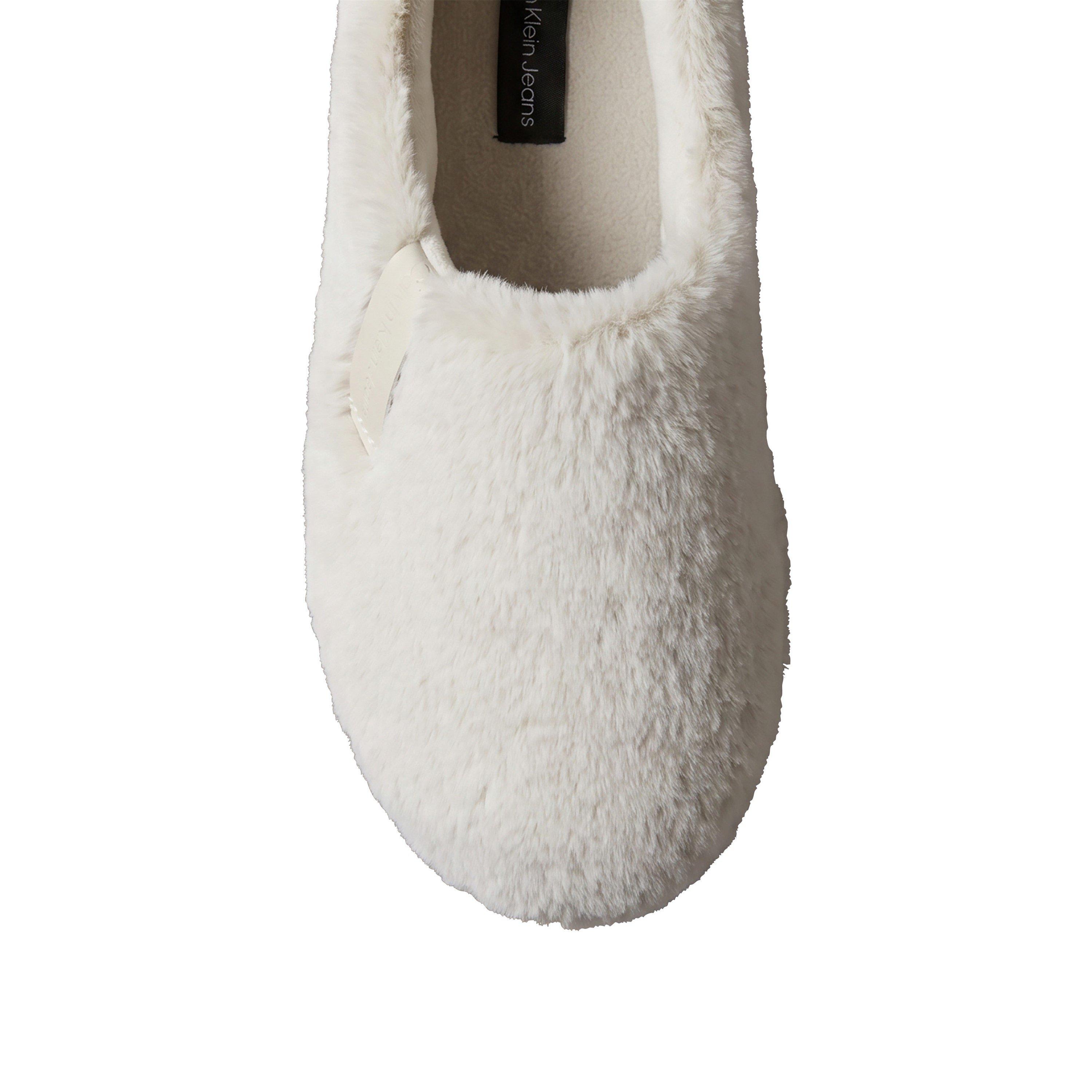 Triple Eggshell - Calvin Klein - Women's Faux Fur Ankle Full-Fit Slippers - 6