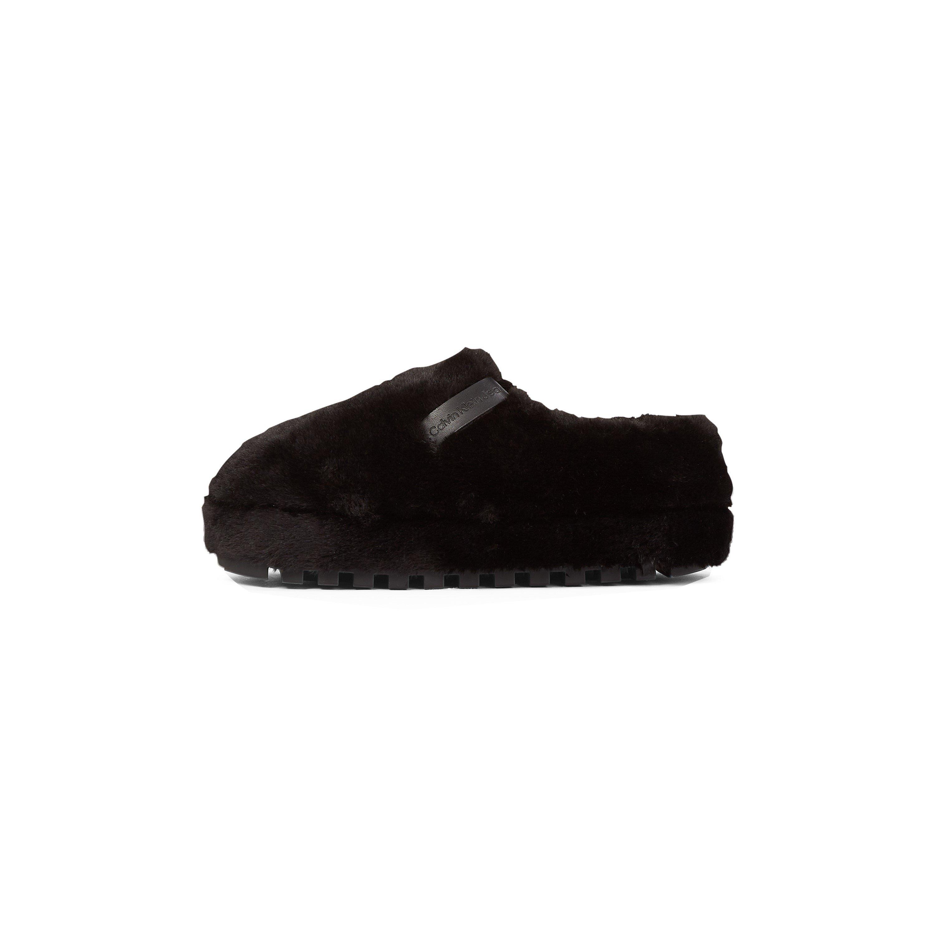 Calvin Klein Jeans Faux Fur Mule Slipper, Black, Size 39, Women - Image 2