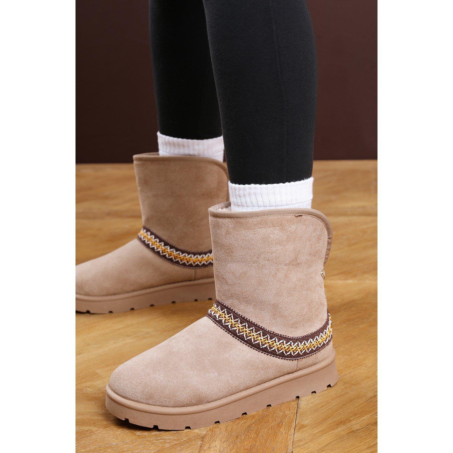 CamelSuede - Wheres That From - Women's Embroidered Boot Slipper - 5