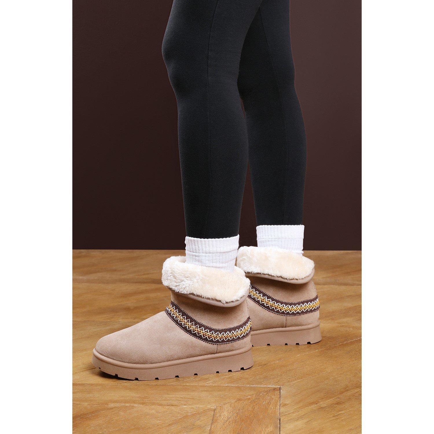 CamelSuede - Wheres That From - Women's Embroidered Boot Slipper - 6