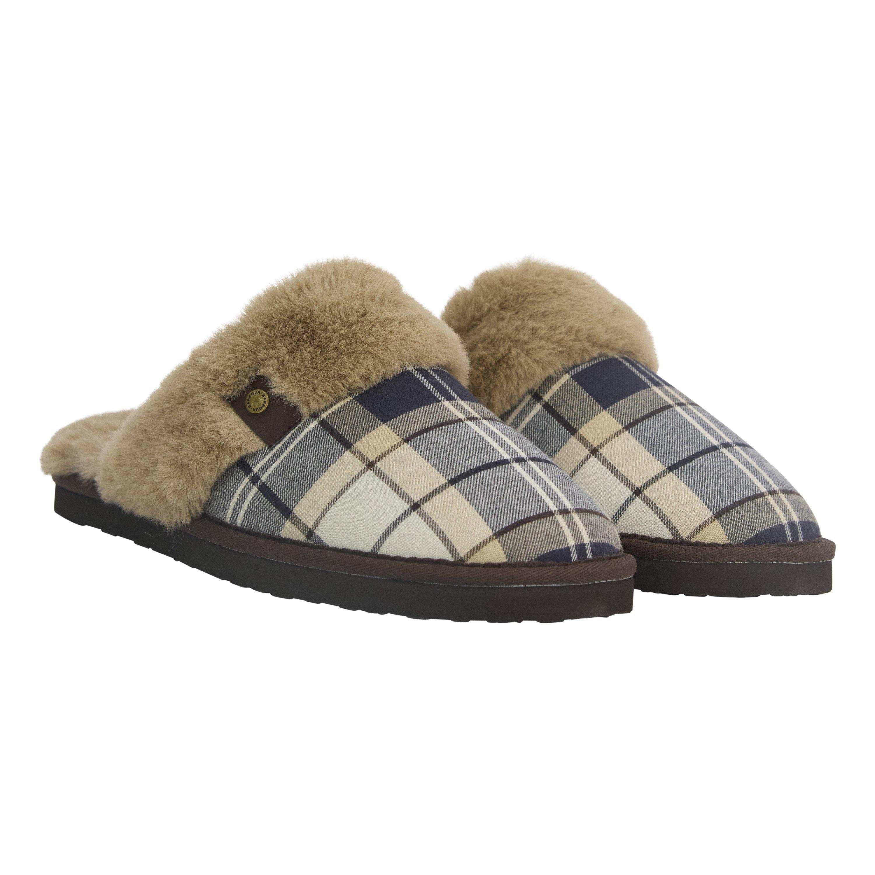 Lt Brchwd Dr T - Barbour - Women's Claudia T Tartan Faux Fur Mule Slippers - 1