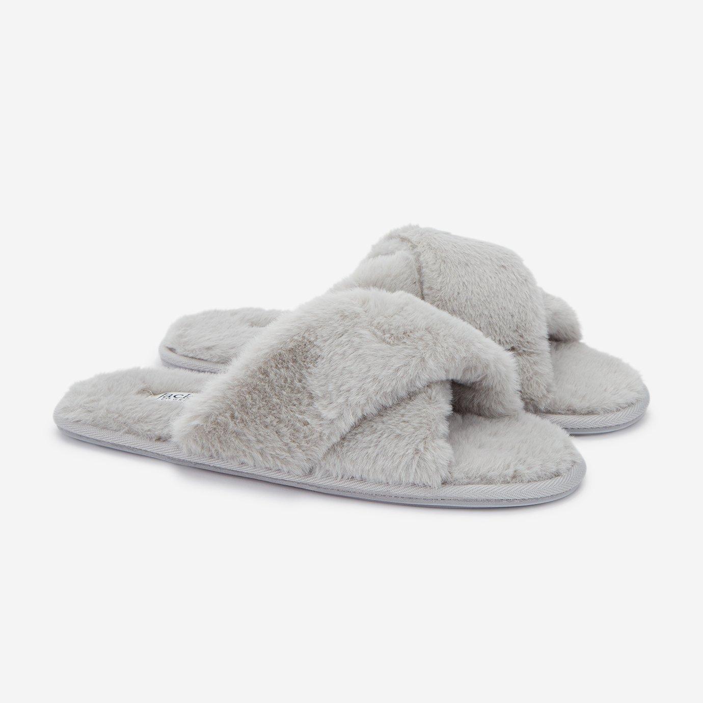 Faux Fur Cross Over Slippers