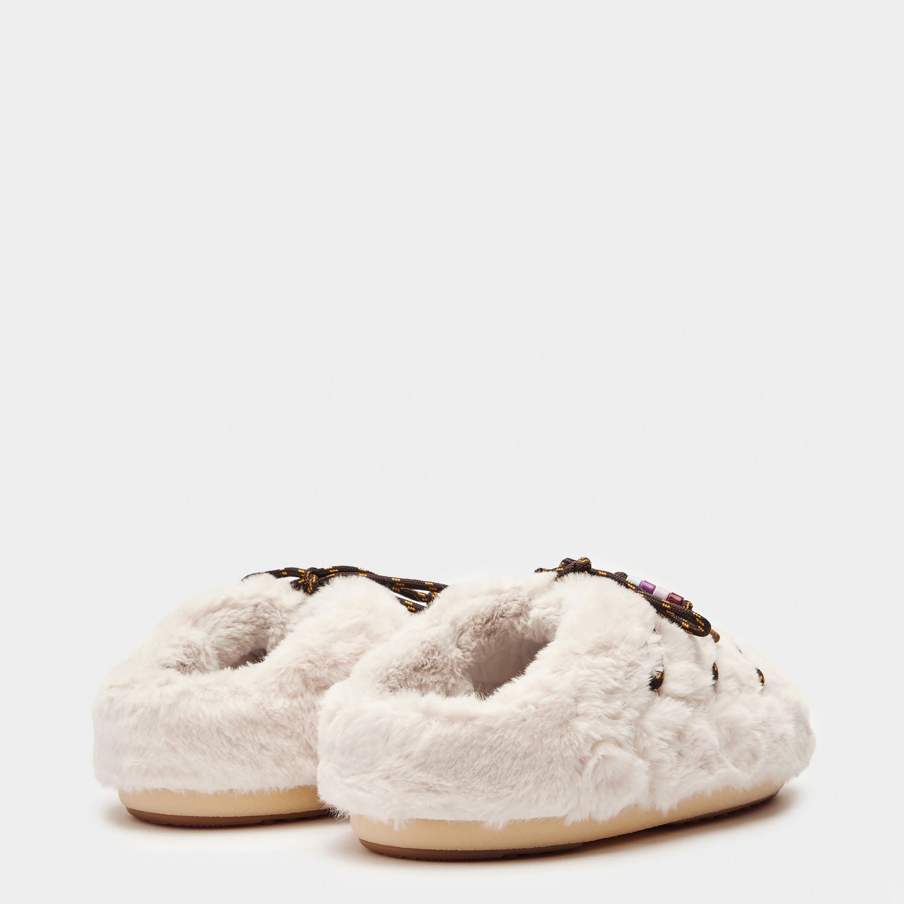 Cream - Moon Boot - Faux-Fur Beads Mules - 3