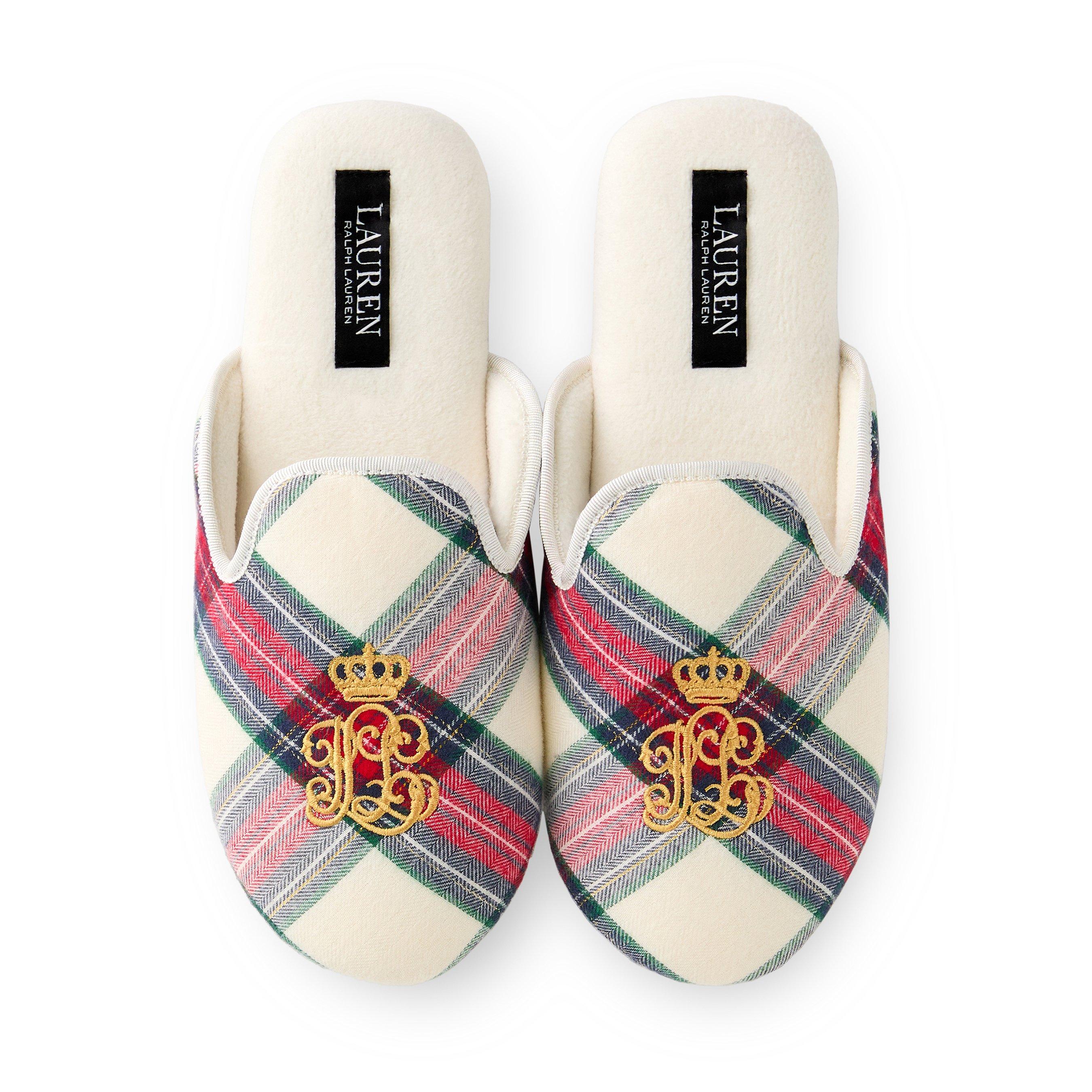 Cream Plaid - Lauren by Ralph Lauren - Twill Mule Slippers - 1