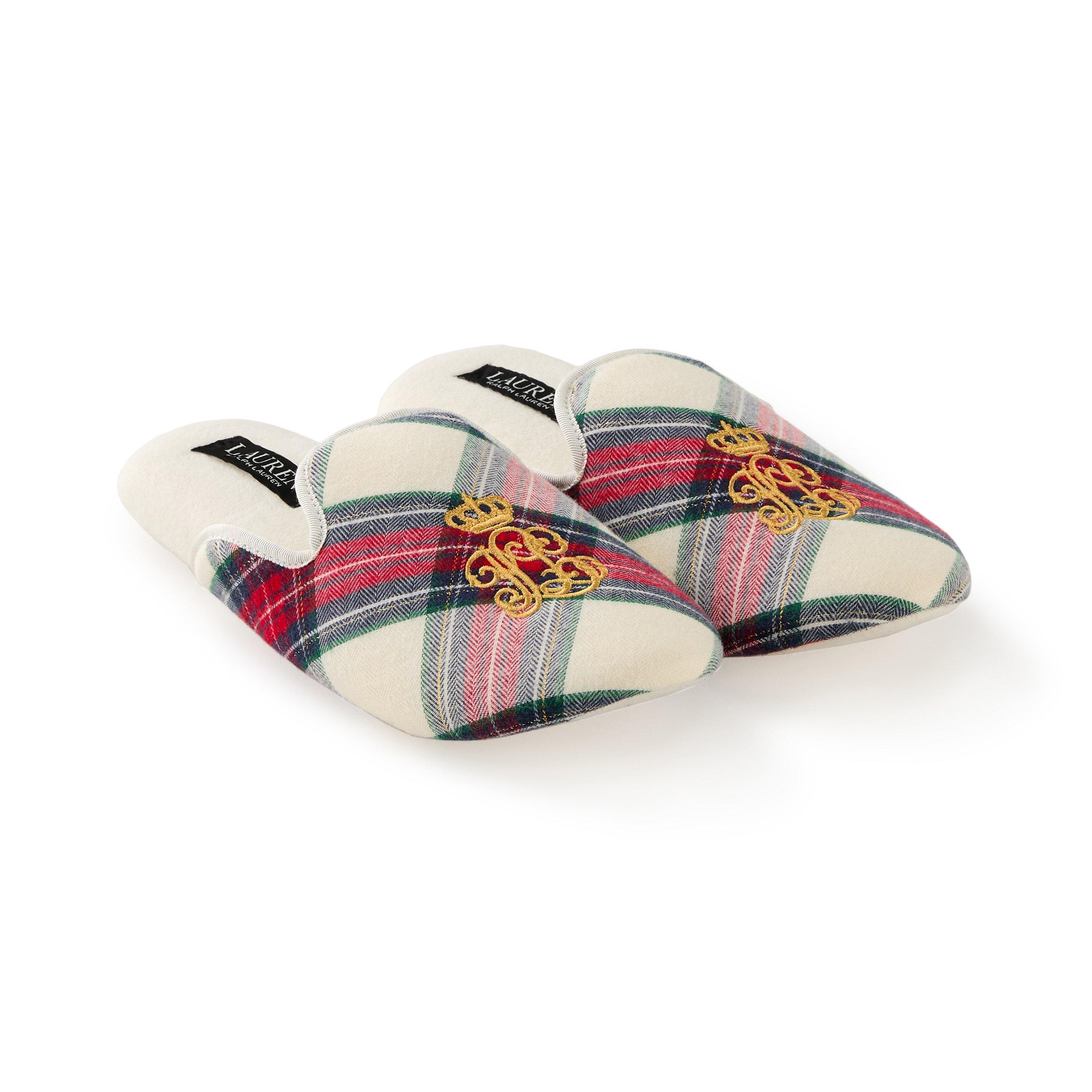 Cream Plaid - Lauren by Ralph Lauren - Twill Mule Slippers - 3