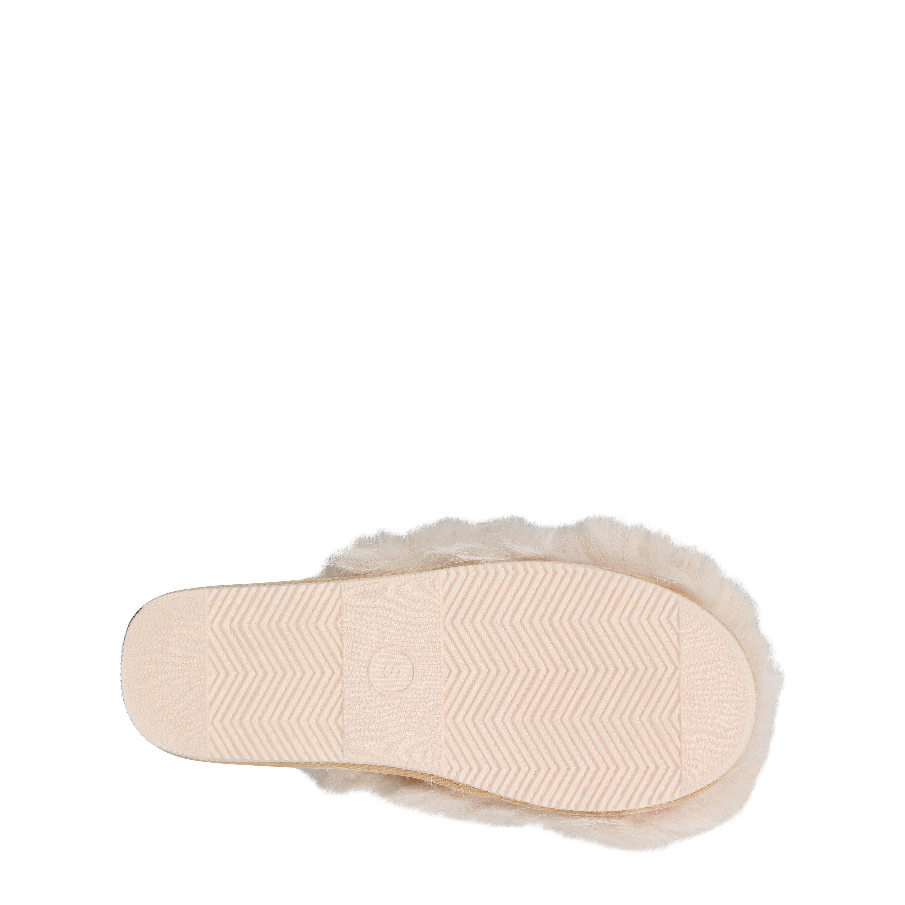 Creme - Linea - Plush Faux Fur Slipper - 6