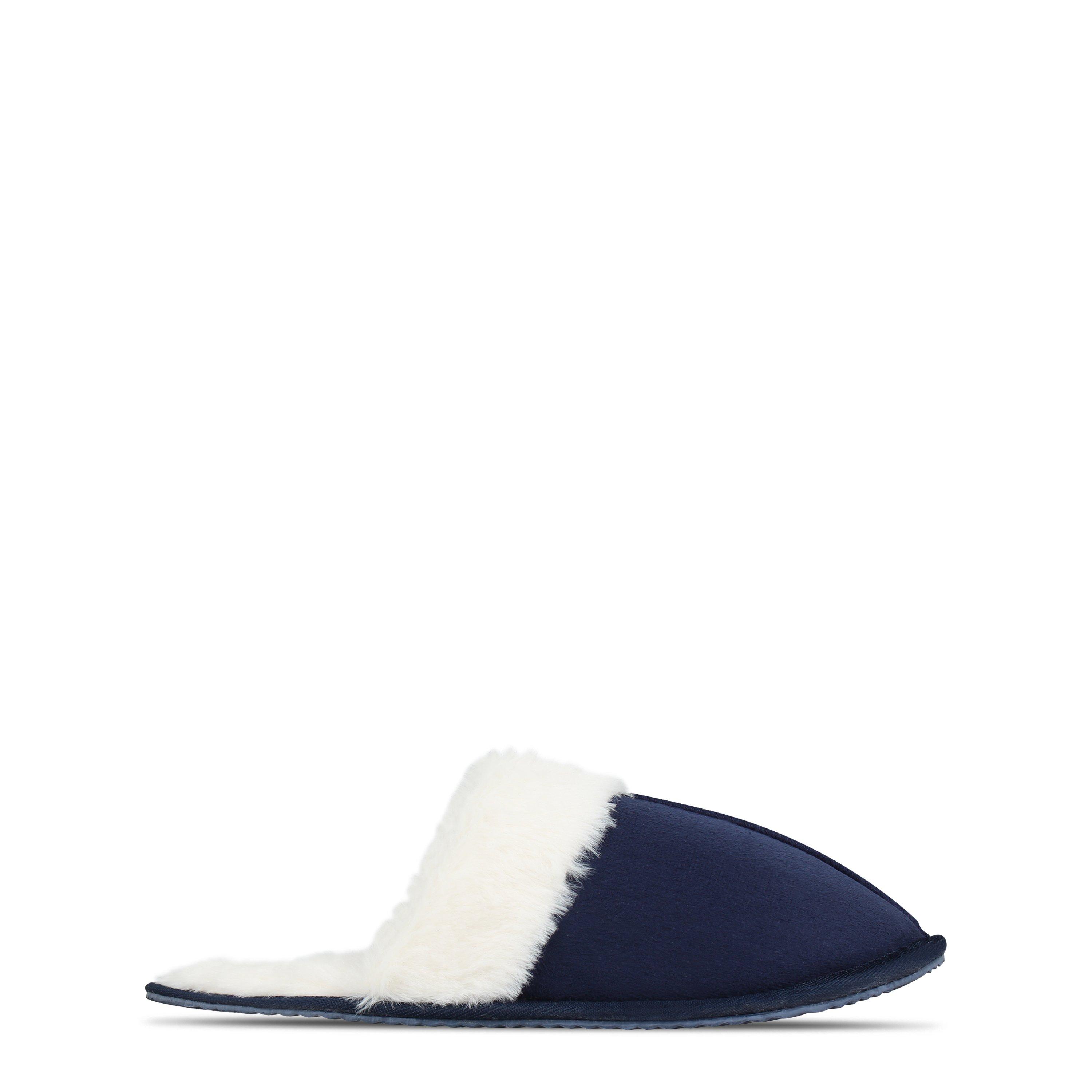 Navy - Linea - Faux Suede Mule Slipper - 1