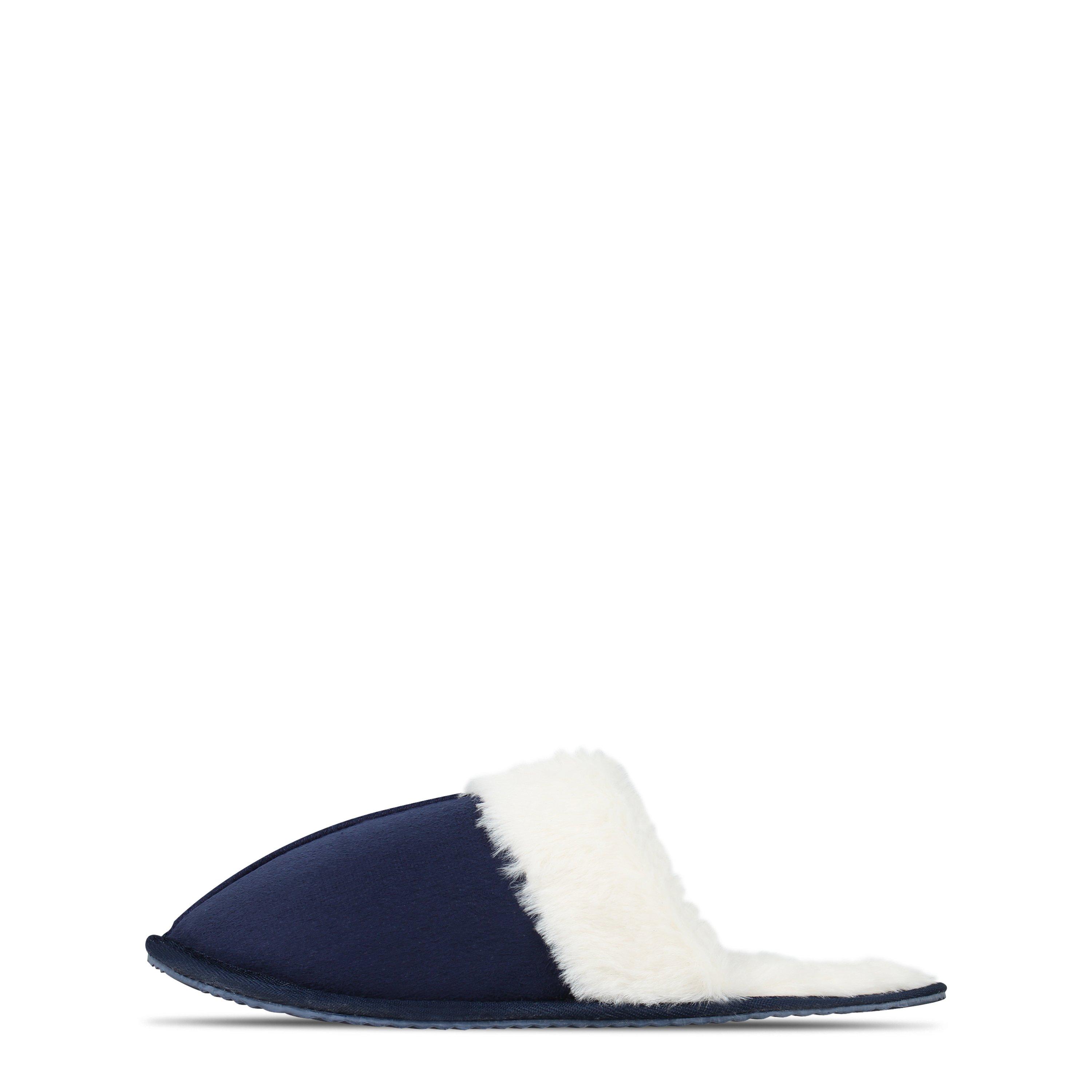 Navy - Linea - Faux Suede Mule Slipper - 2