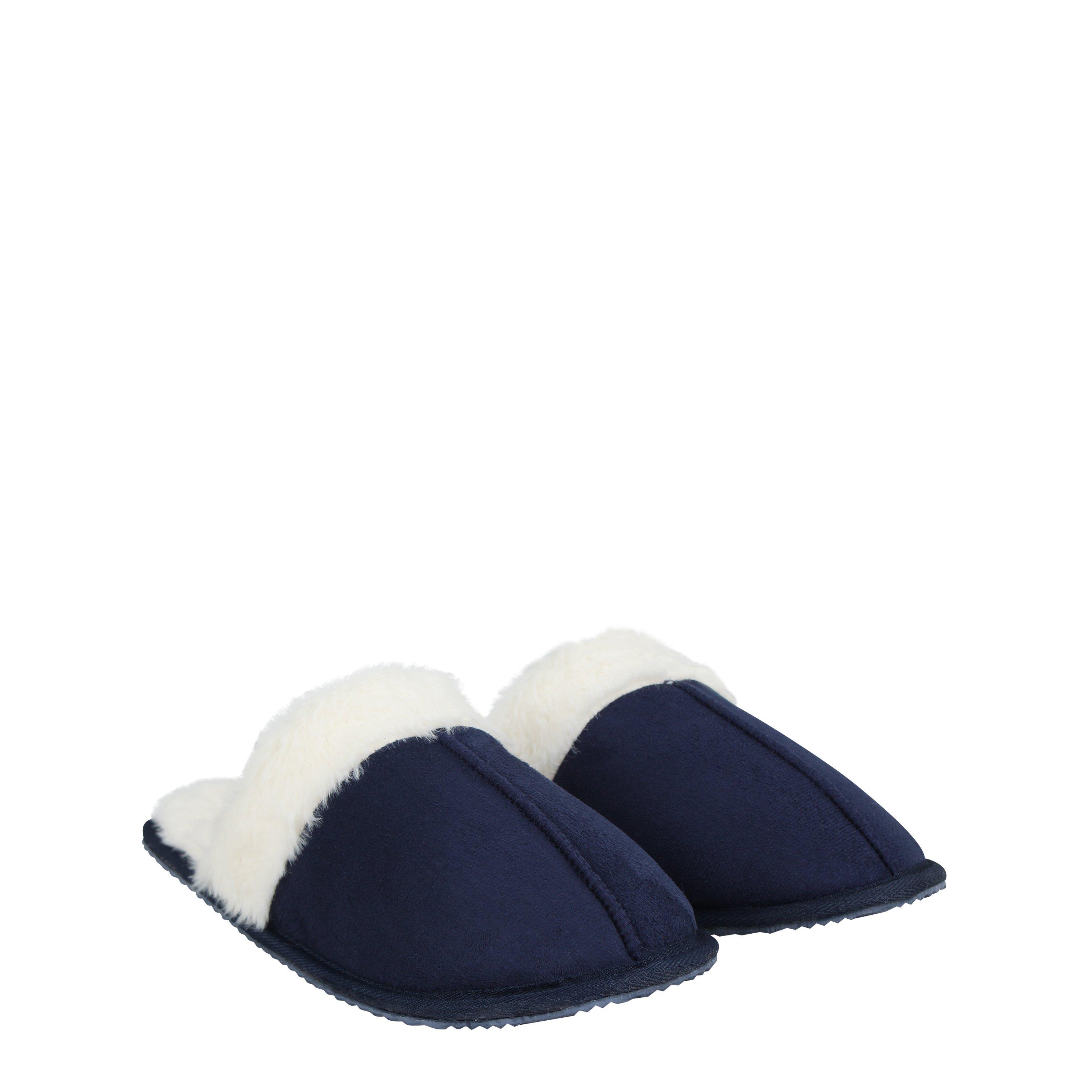 Navy - Linea - Faux Suede Mule Slipper - 3