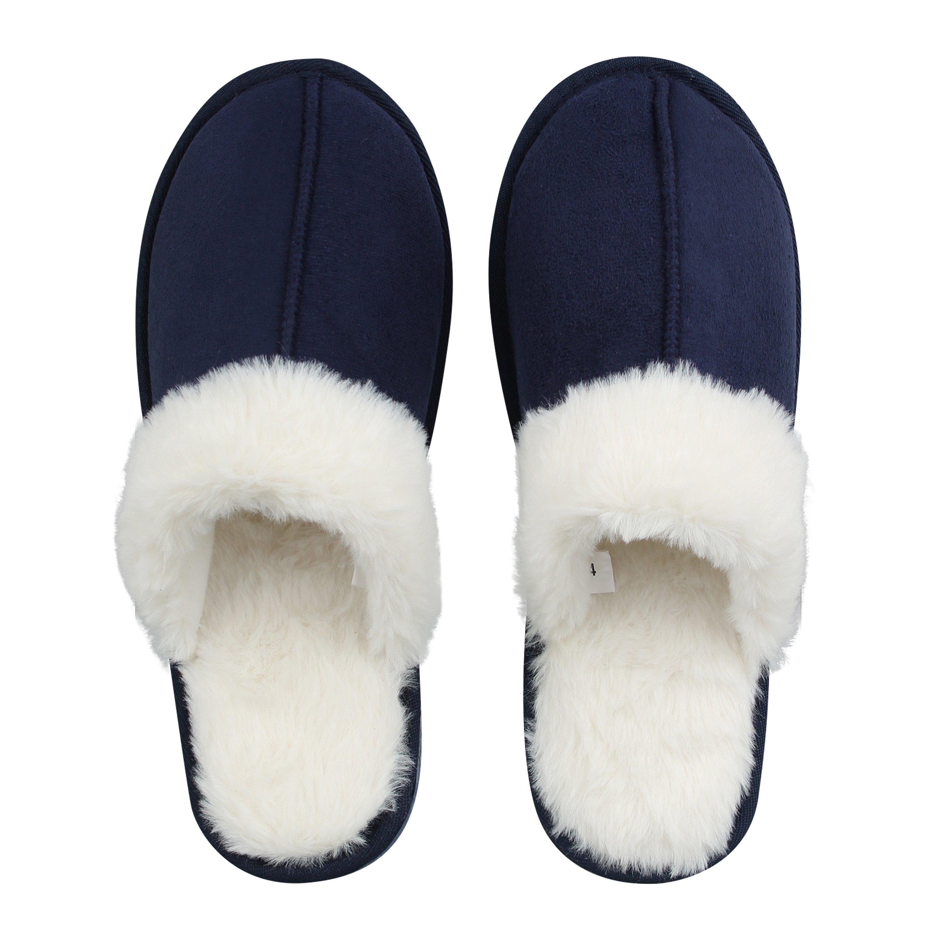 Navy - Linea - Faux Suede Mule Slipper - 5