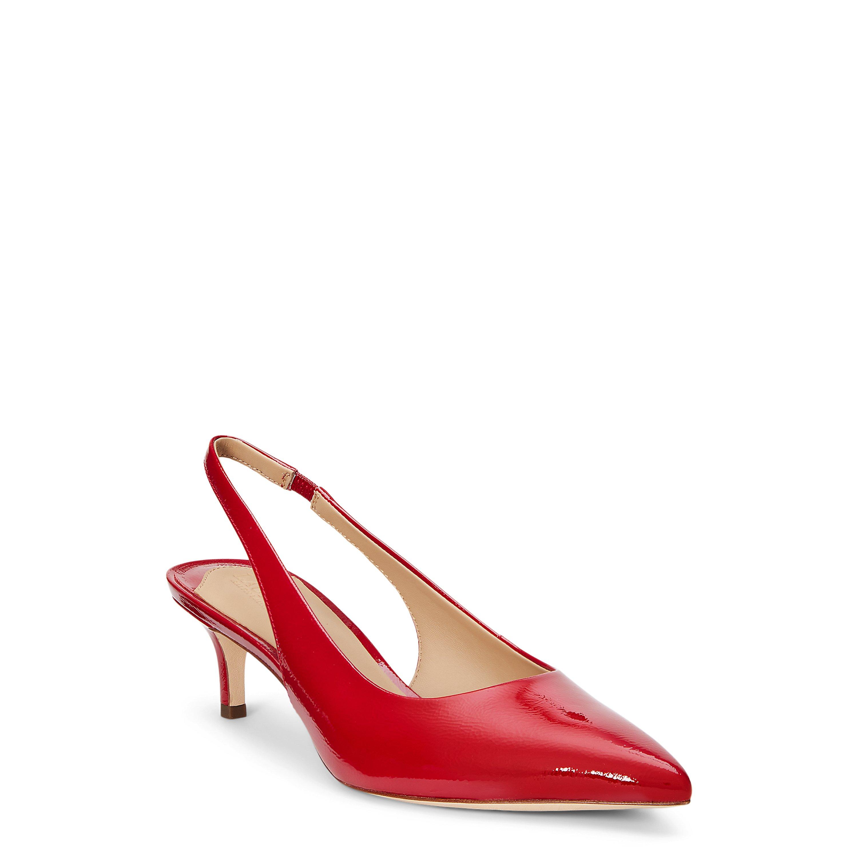 Festive Red - Lauren by Ralph Lauren - Burnished Leather Slingback Pump - 2