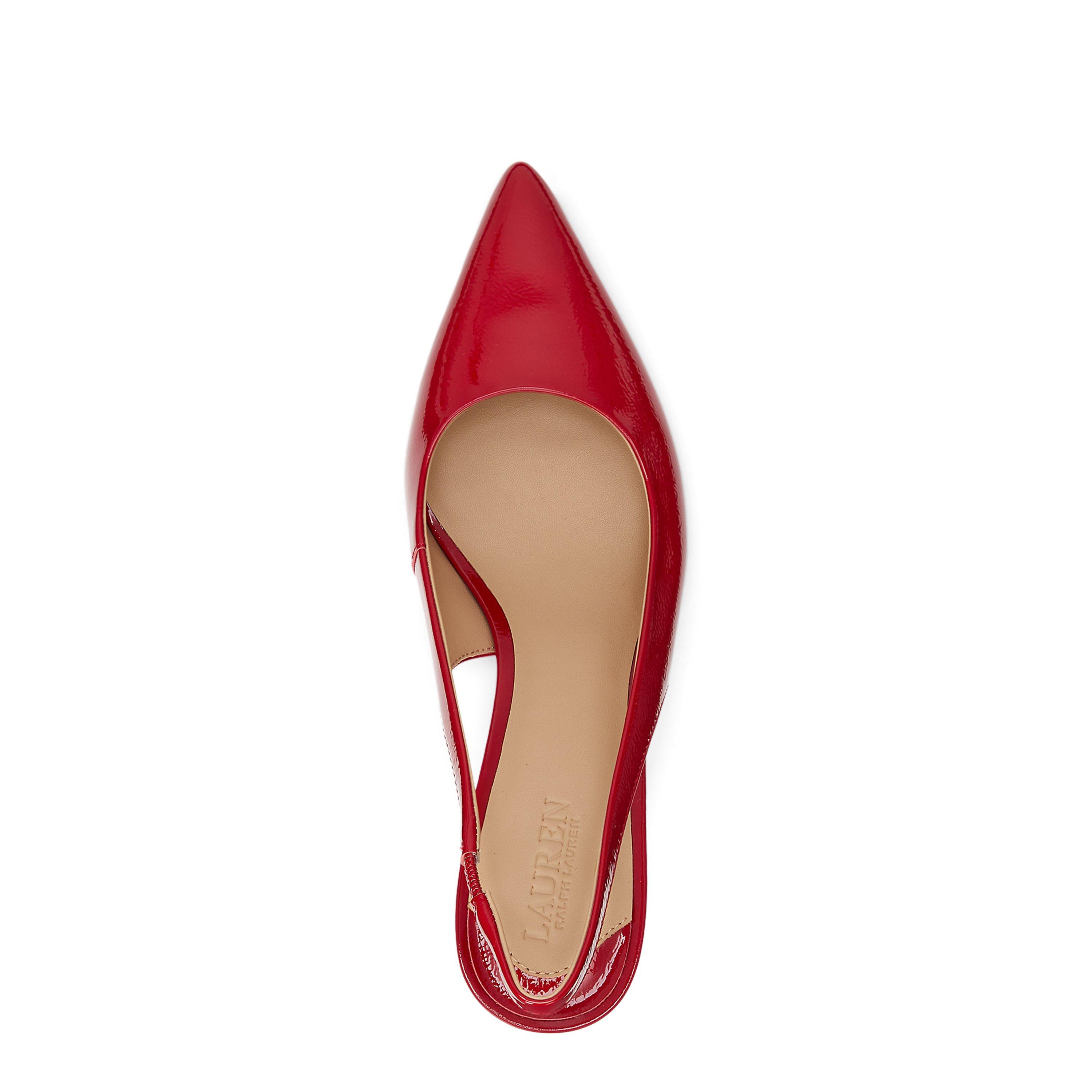 Festive Red - Lauren by Ralph Lauren - Burnished Leather Slingback Pump - 3