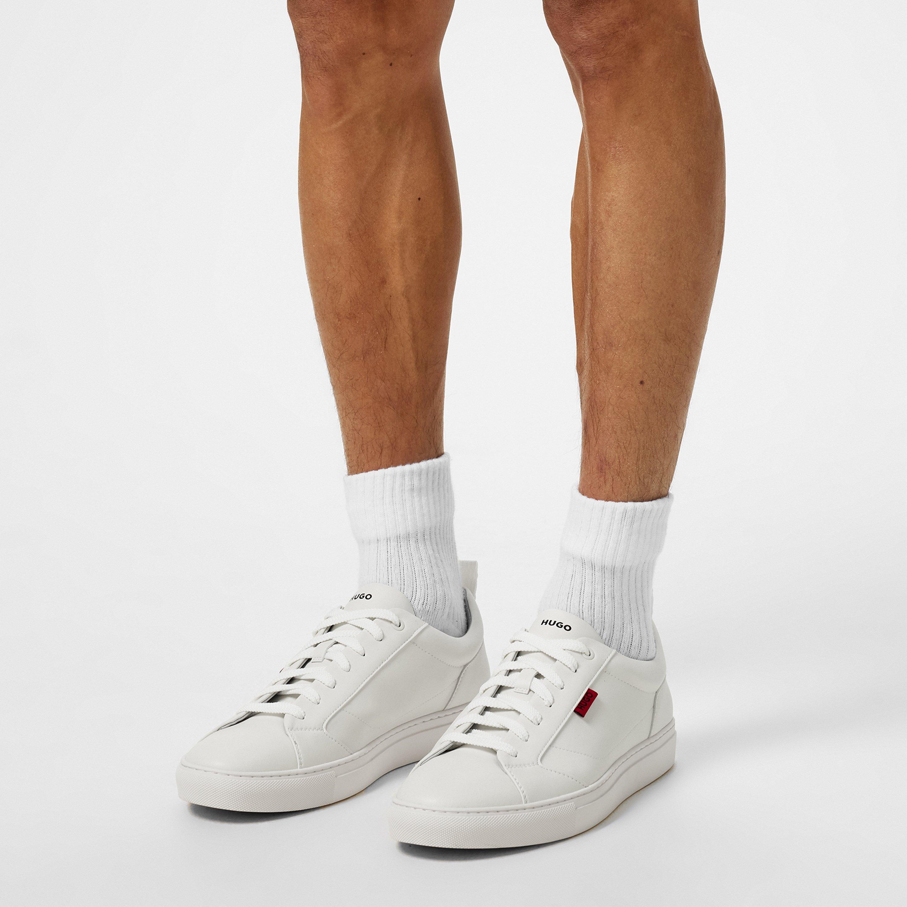 White 100 - Hugo - Faux-leather Logo Trainers - 3